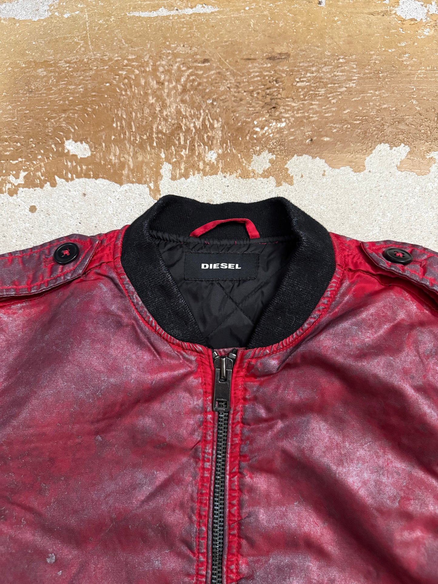 Diesel vintage red waxed bomber jacket - M