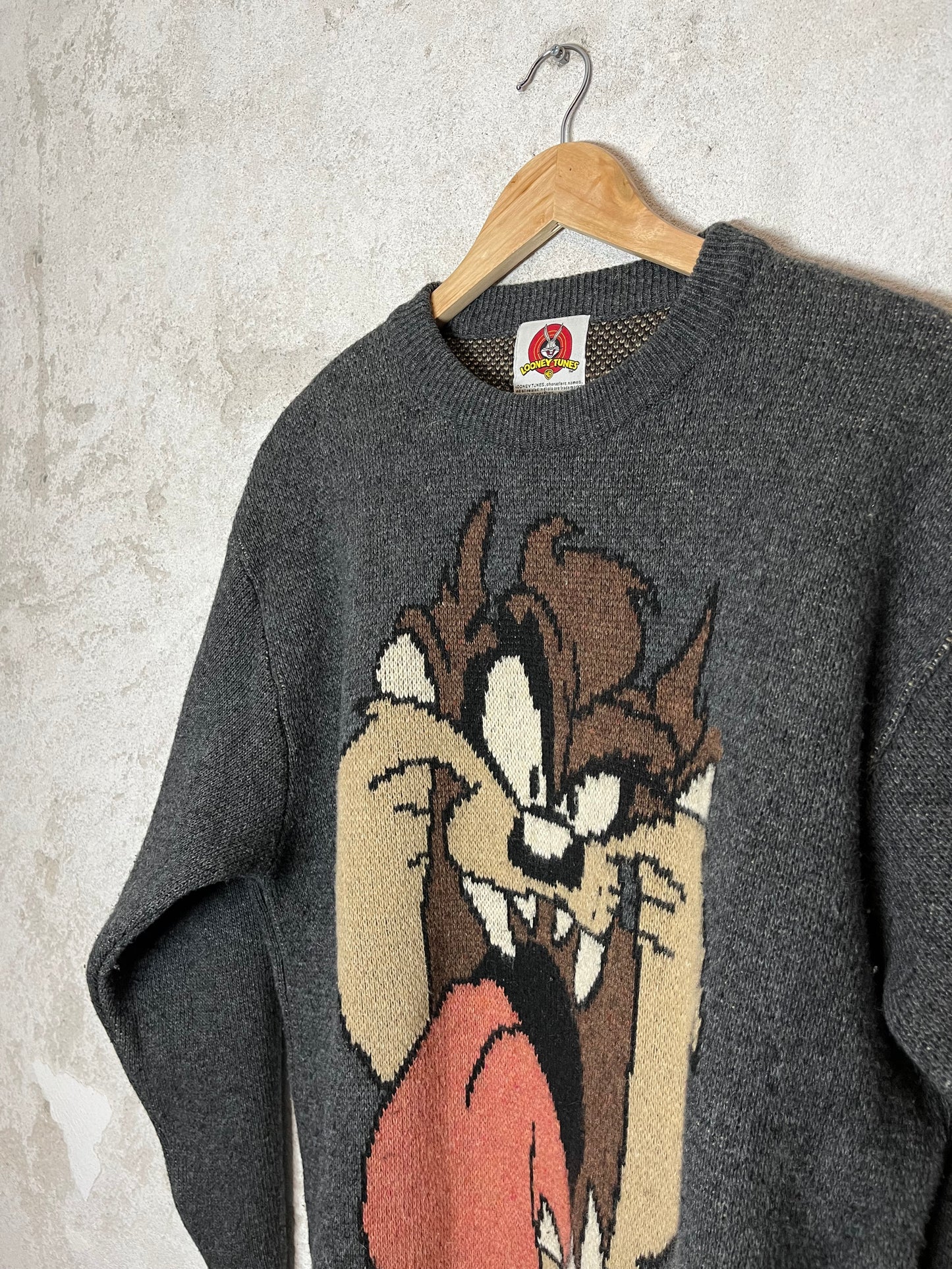 Looney Tunes Taz vintage heavy knit collectors 90s 2000s sweater