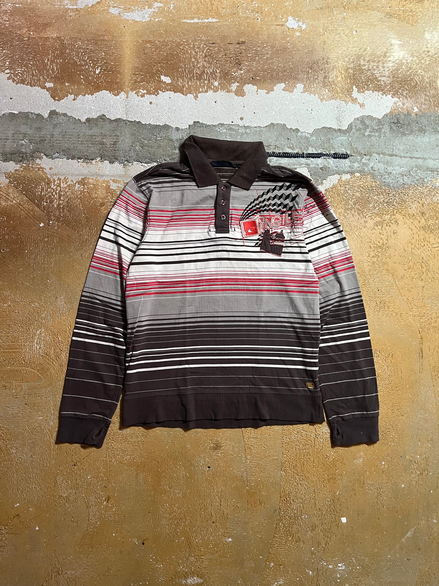 O’neill vintage retro longsleeve polo tee shirt - S