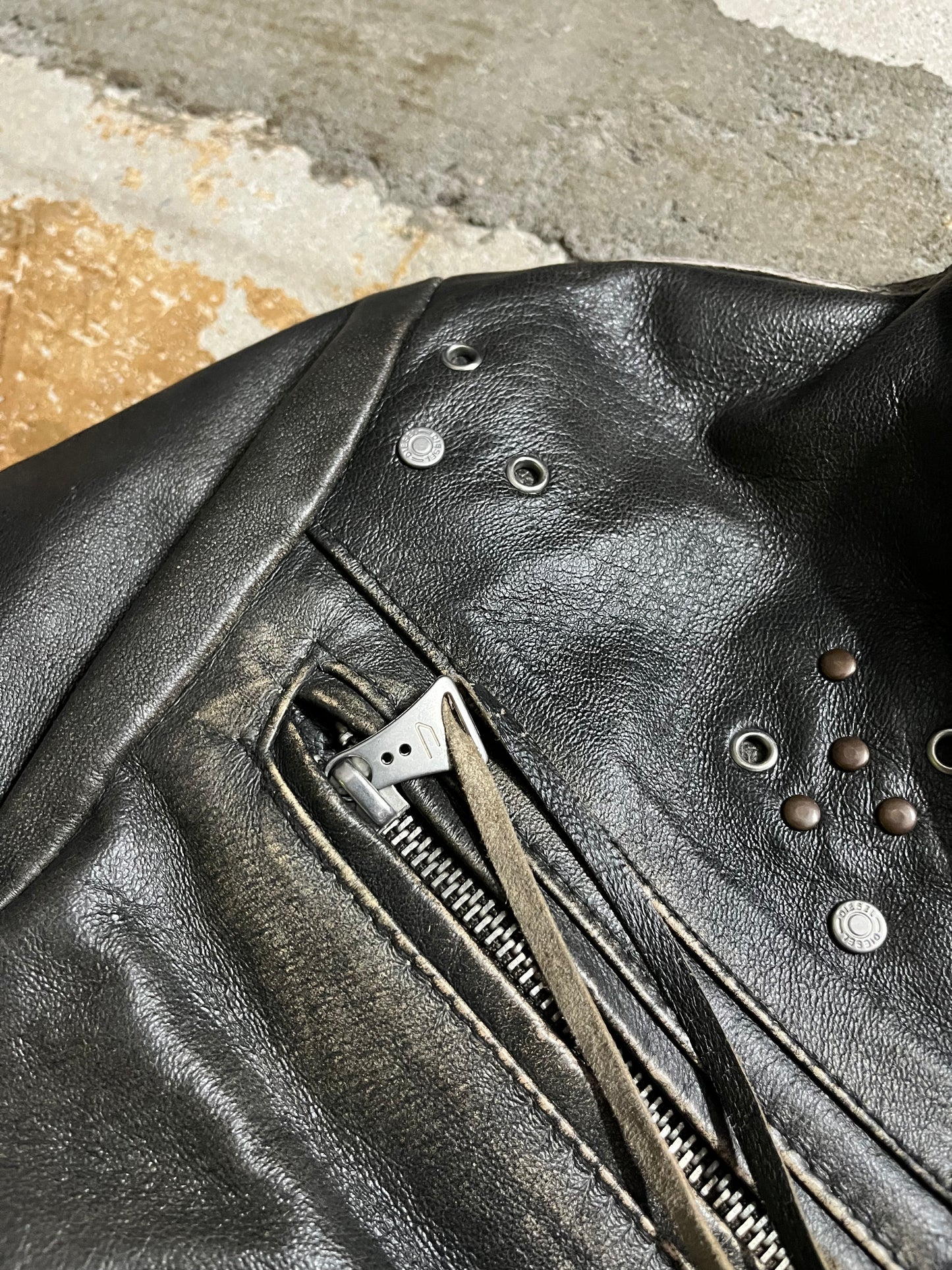 Diesel vintage leather motor jacket - S