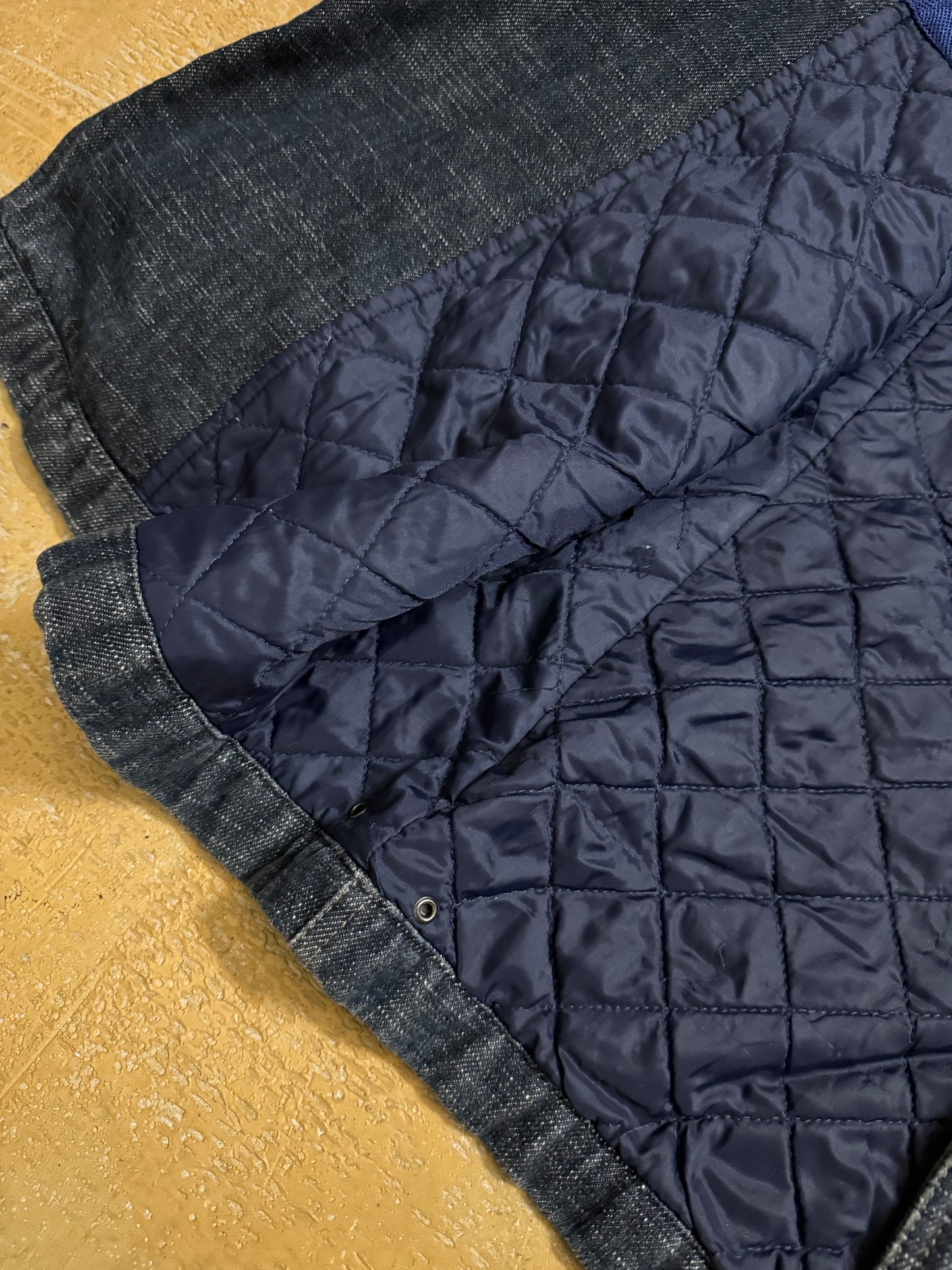 Armani Jeans Indigo denim hemp trenchcoat quilted jacket - L
