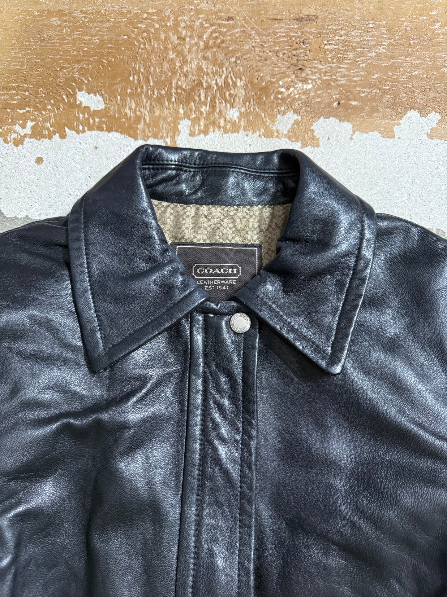 Coach Leatherware leather vintage jacket monogram lined - S