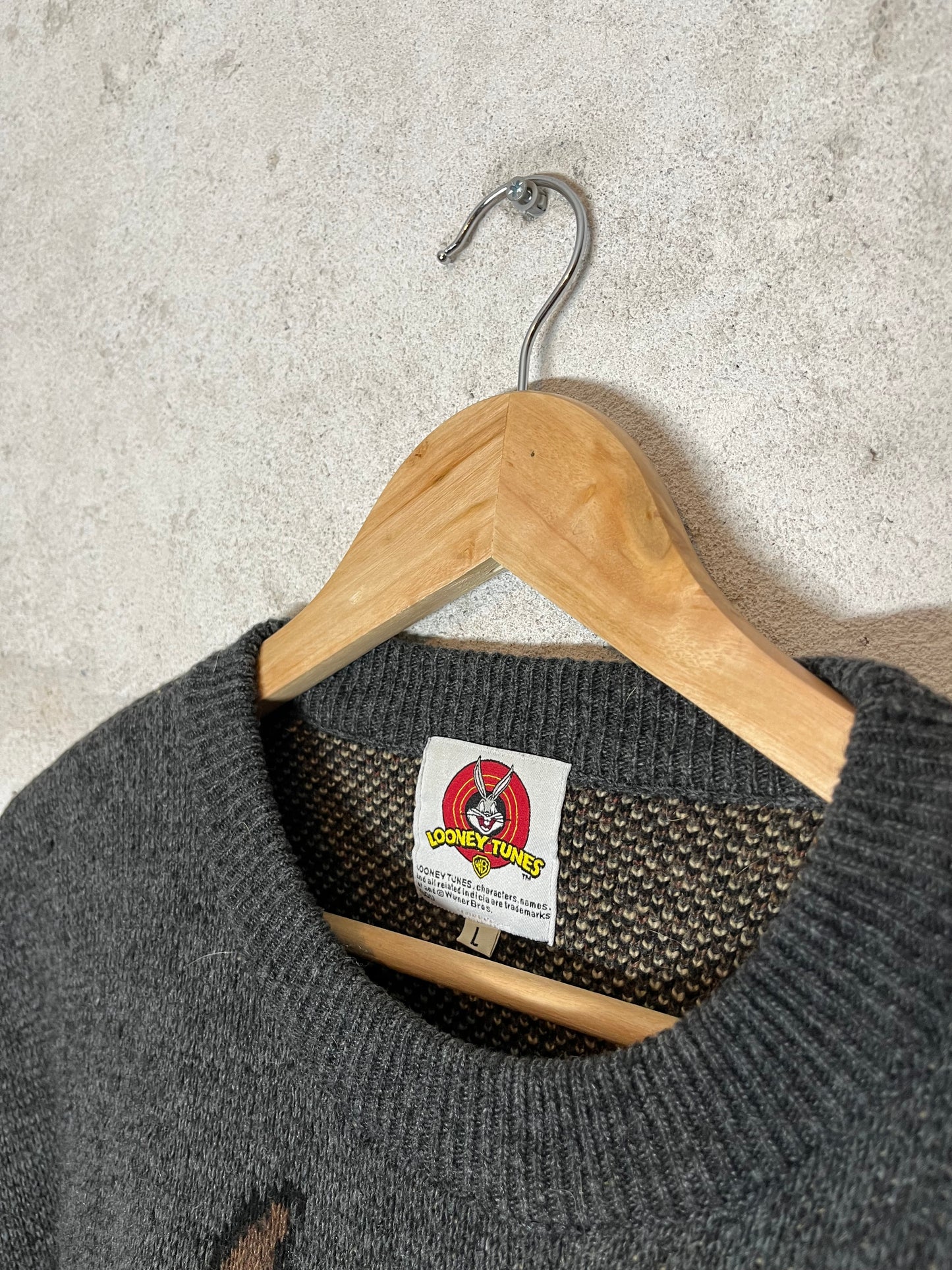 Looney Tunes Taz vintage heavy knit collectors 90s 2000s sweater - L
