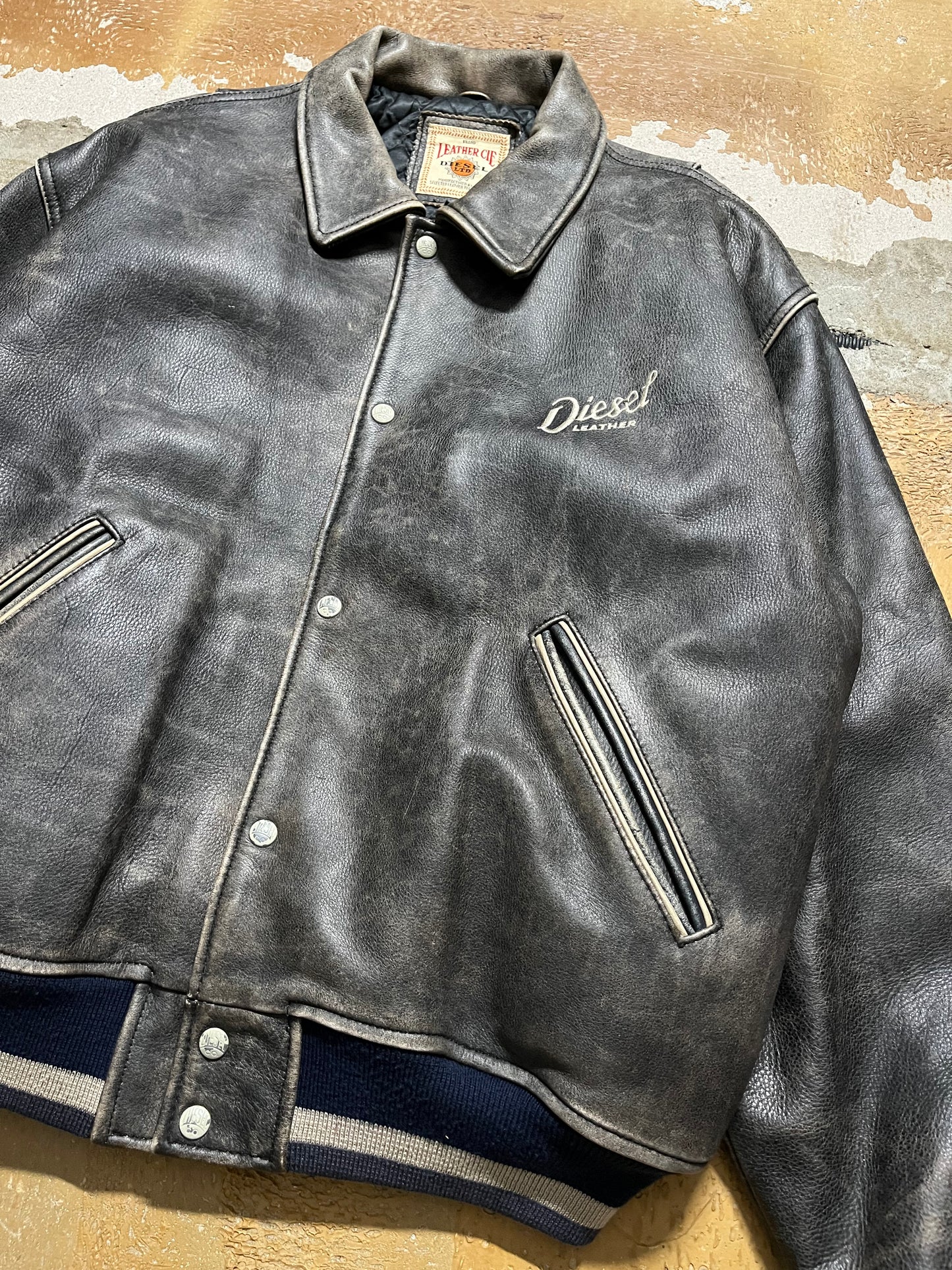 Diesel leather embroidered jacket - M