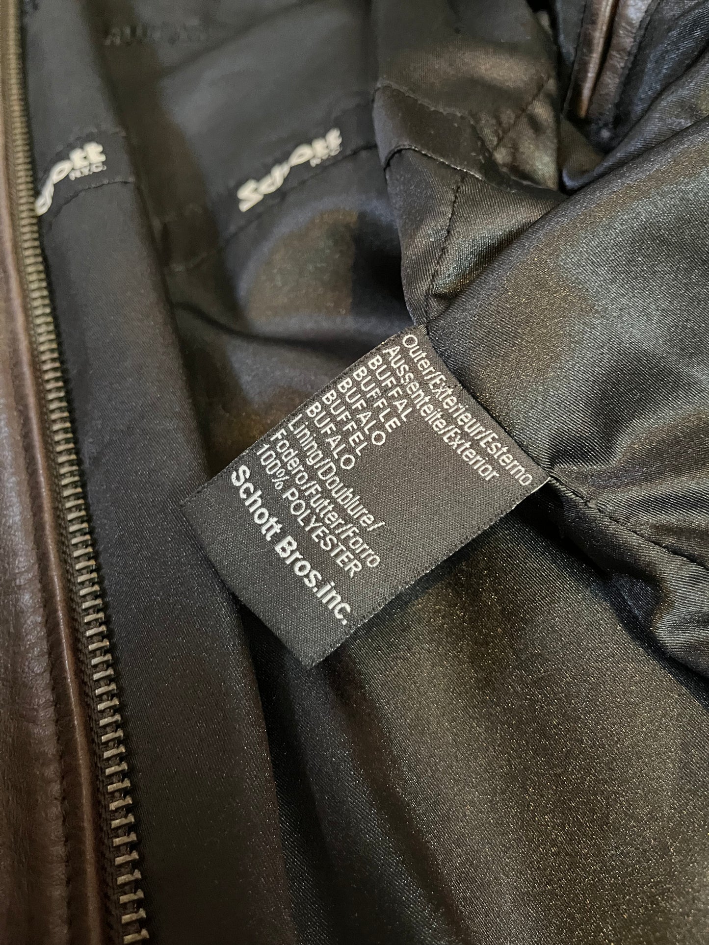 Schott NYC dark brown leather motor jacket - L