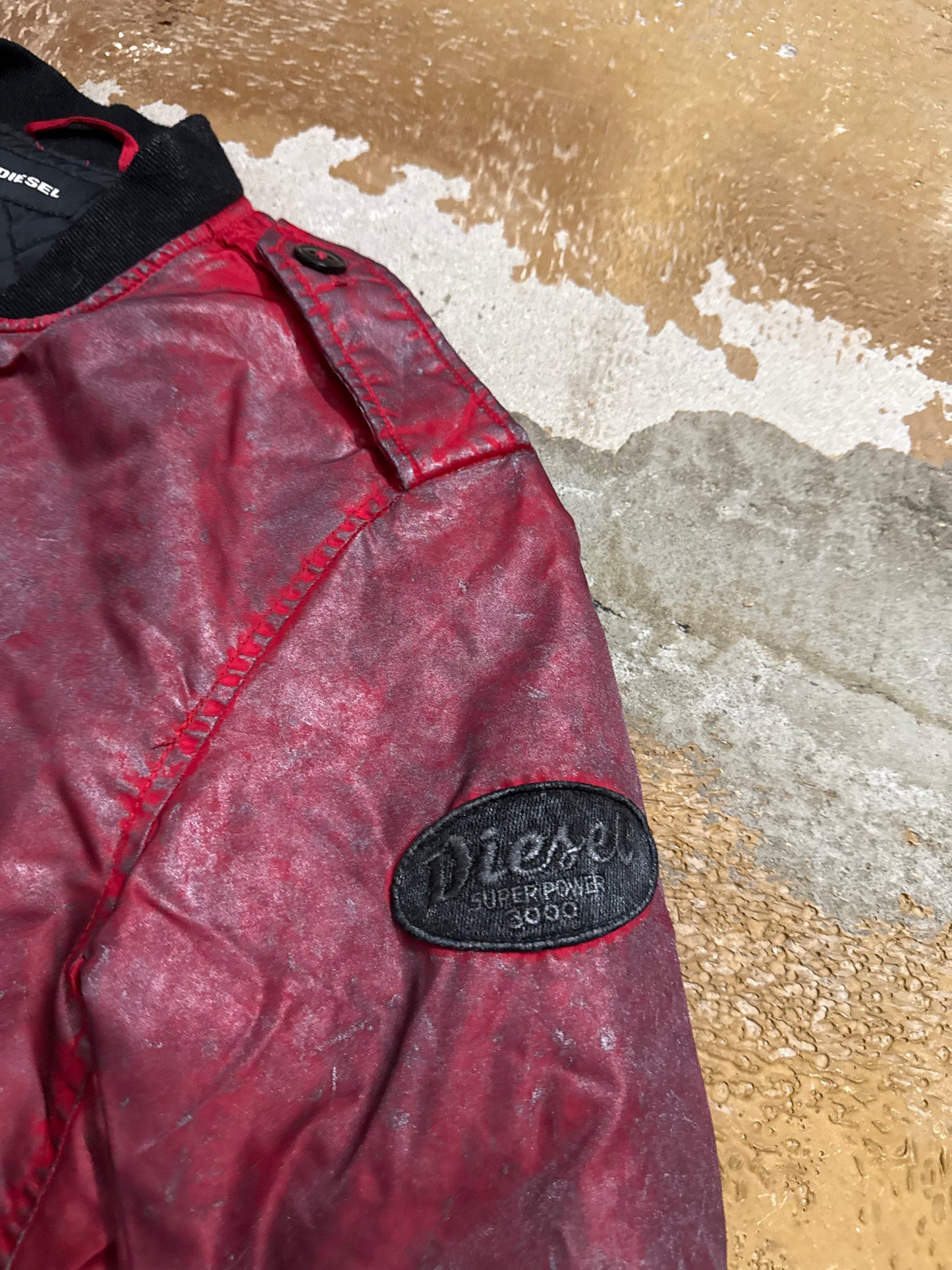 Diesel vintage red waxed bomber jacket - M