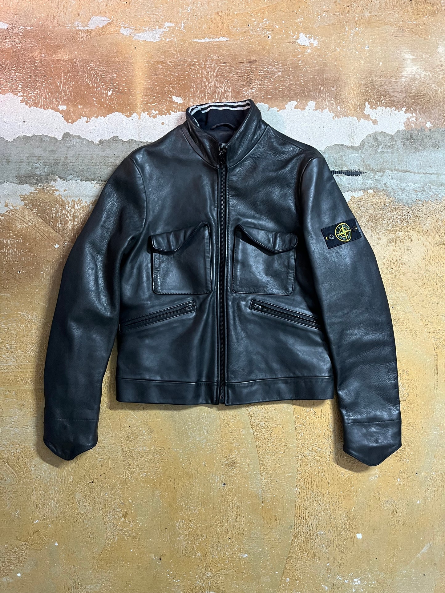 Vintage AW2007 Stone Island leather jacket - M