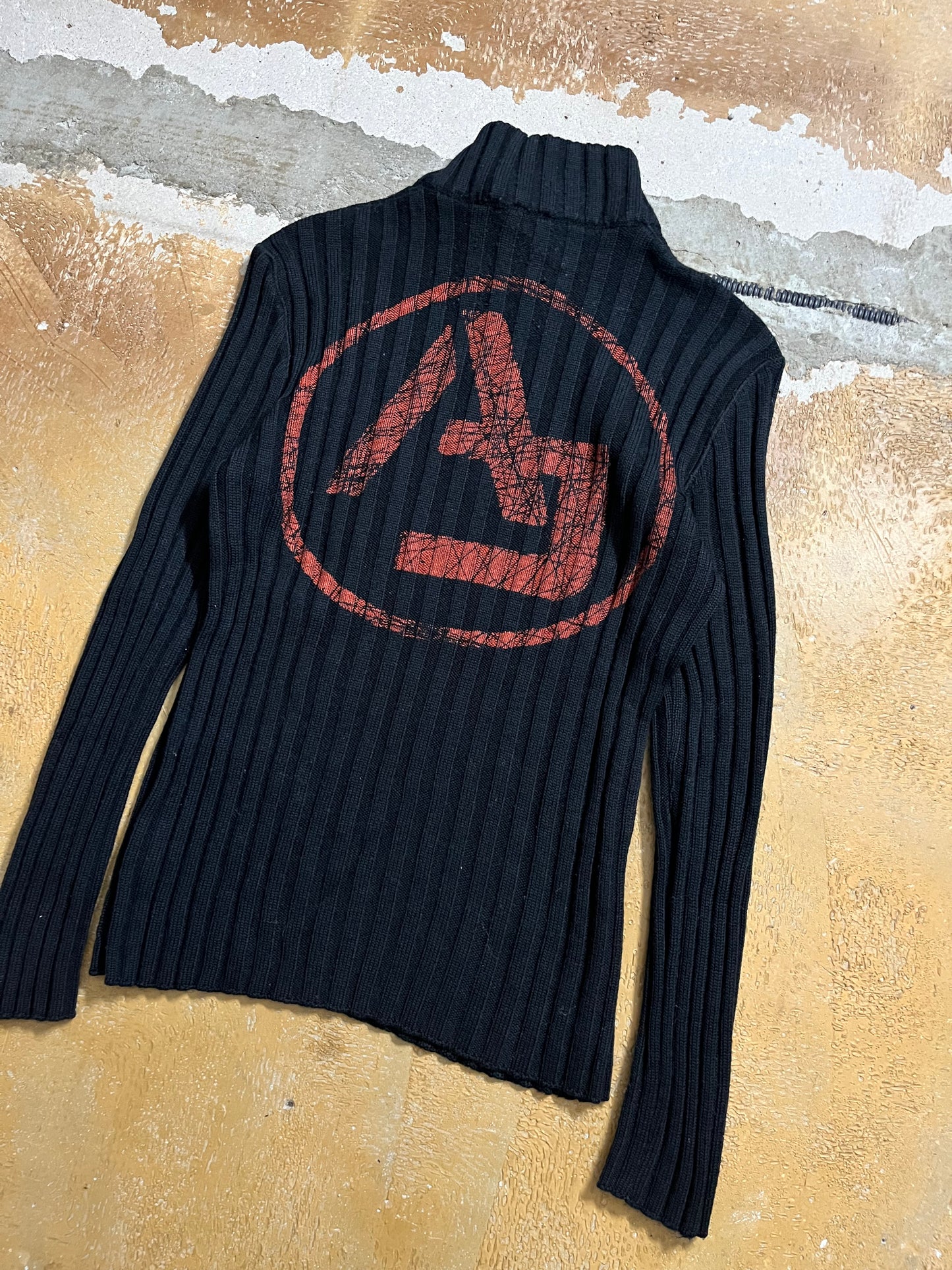 Armani Jeans printed knit rib sweater - M