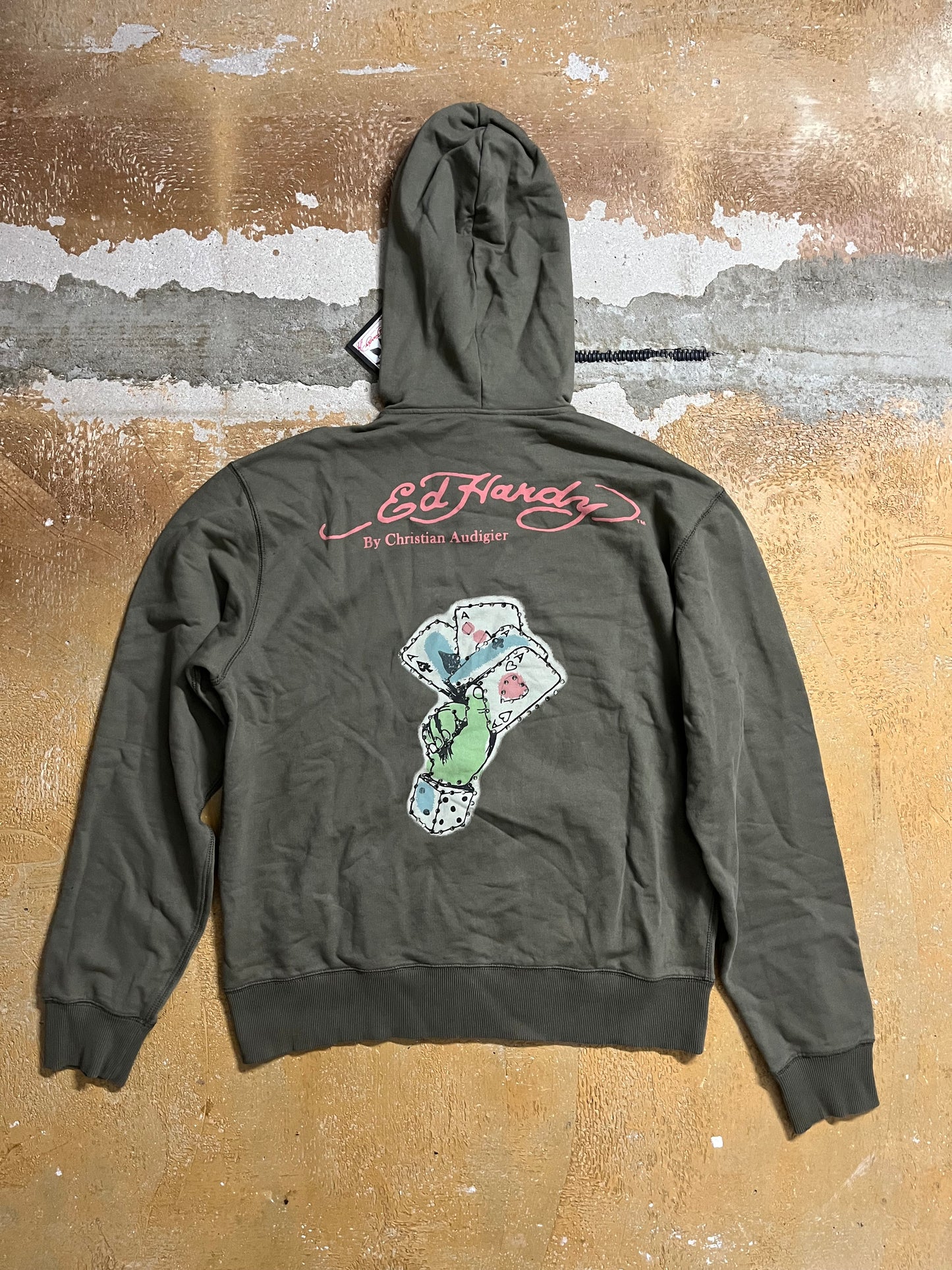 Ed Hardy green zip-up hoodie - XL