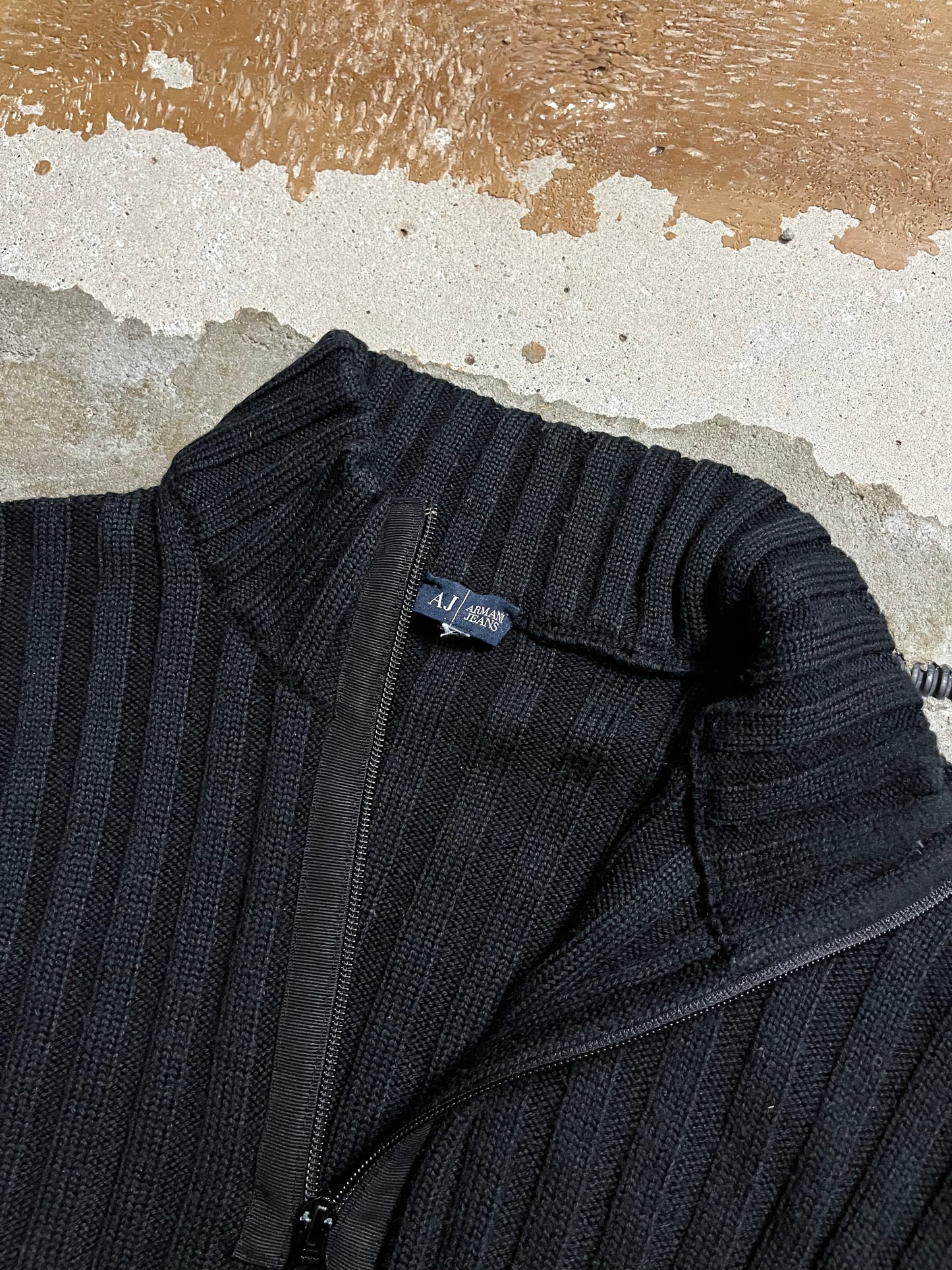 Armani Jeans printed knit rib sweater - M