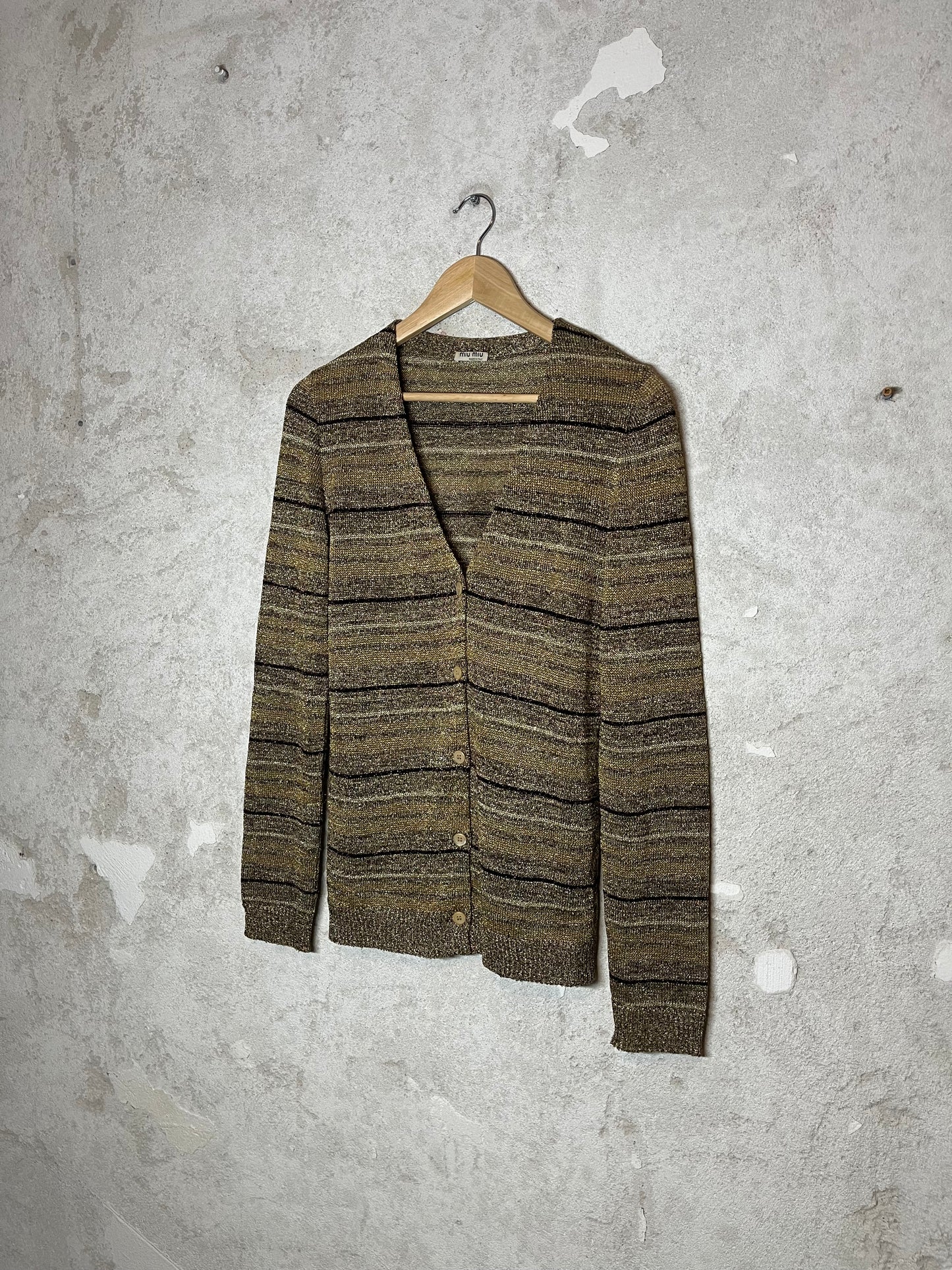 Miu Miu gold knit cardigan - M