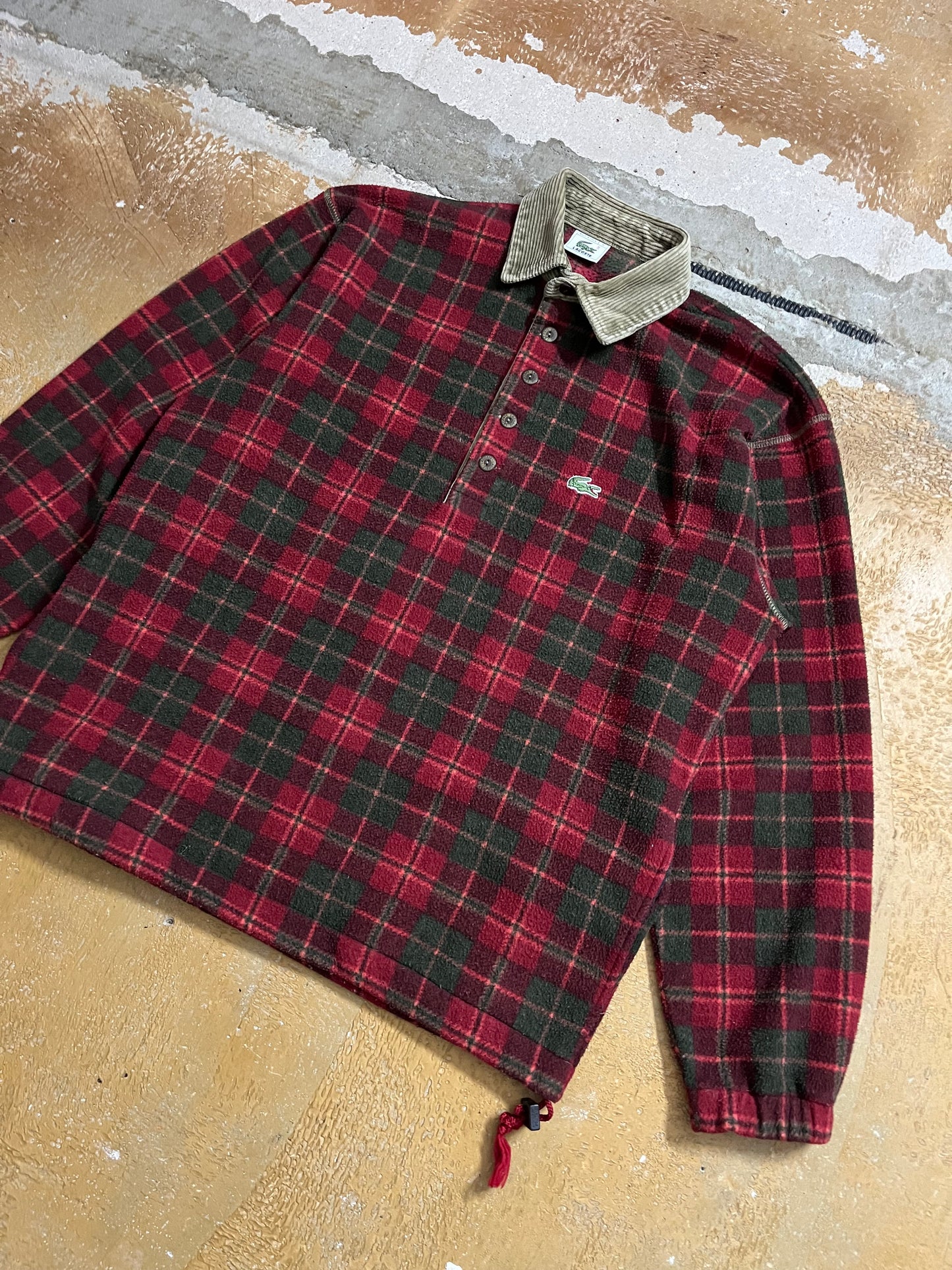 Lacoste vintage rare fleece polo longsleeve - L
