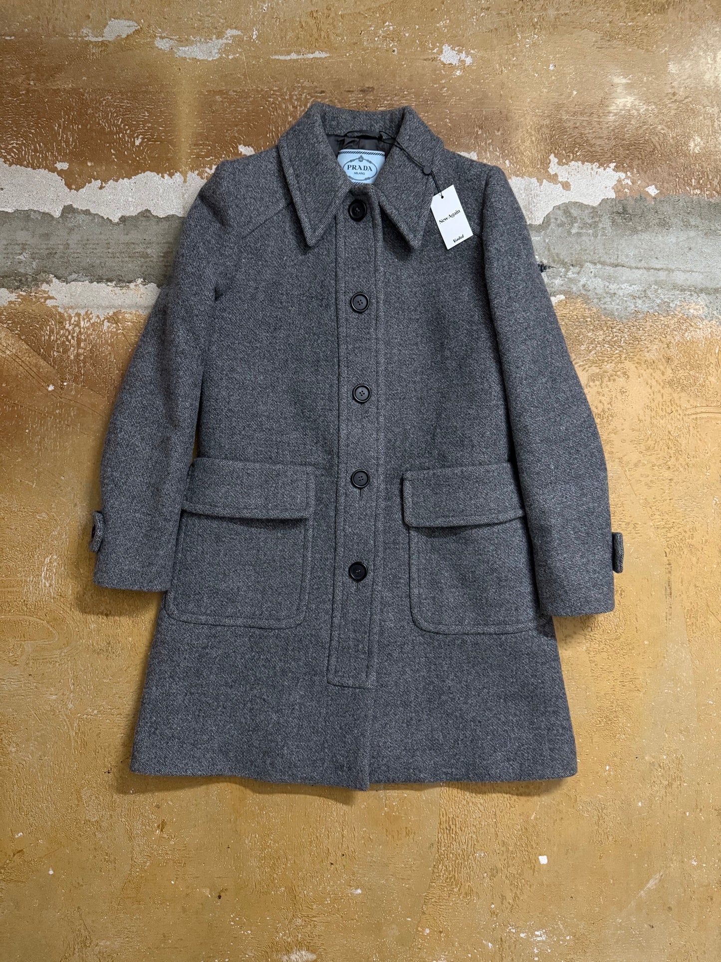 Prada 100% Wool trenchcoat designer jacket - M