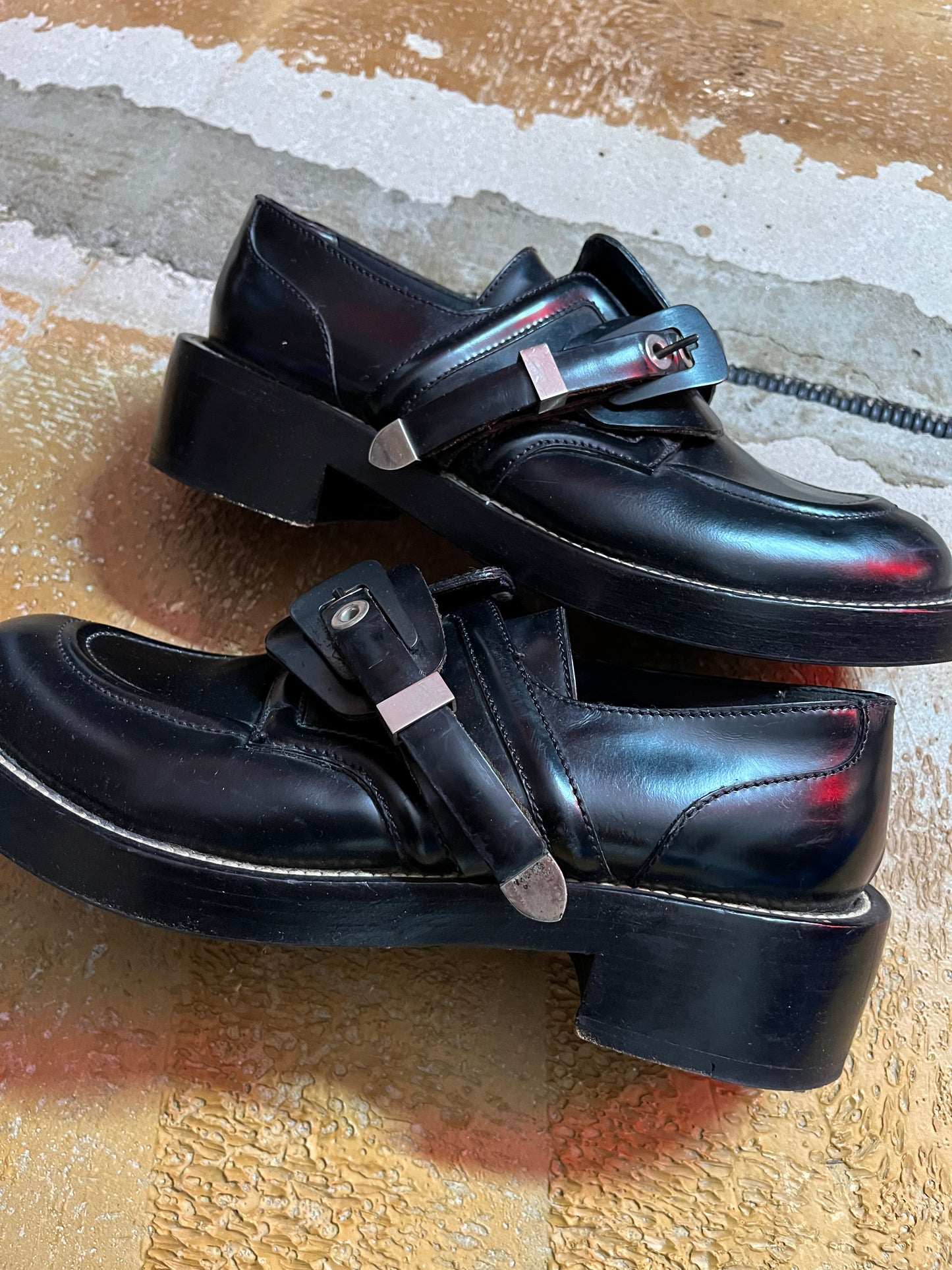 Balenciaga black belt leather boots - 42
