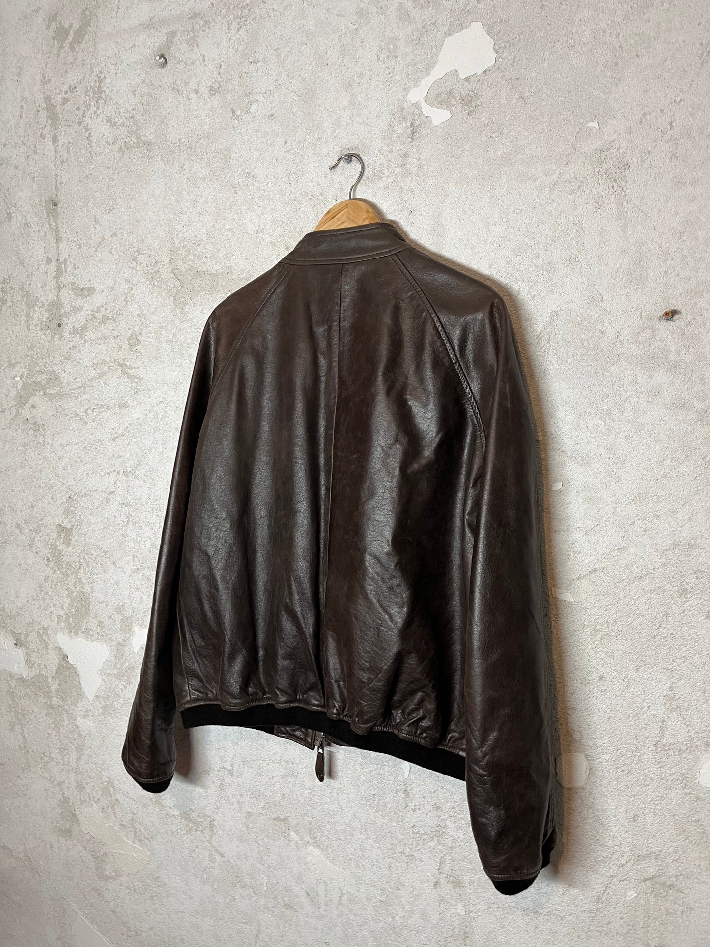 Schott NYC dark brown leather motor jacket - L