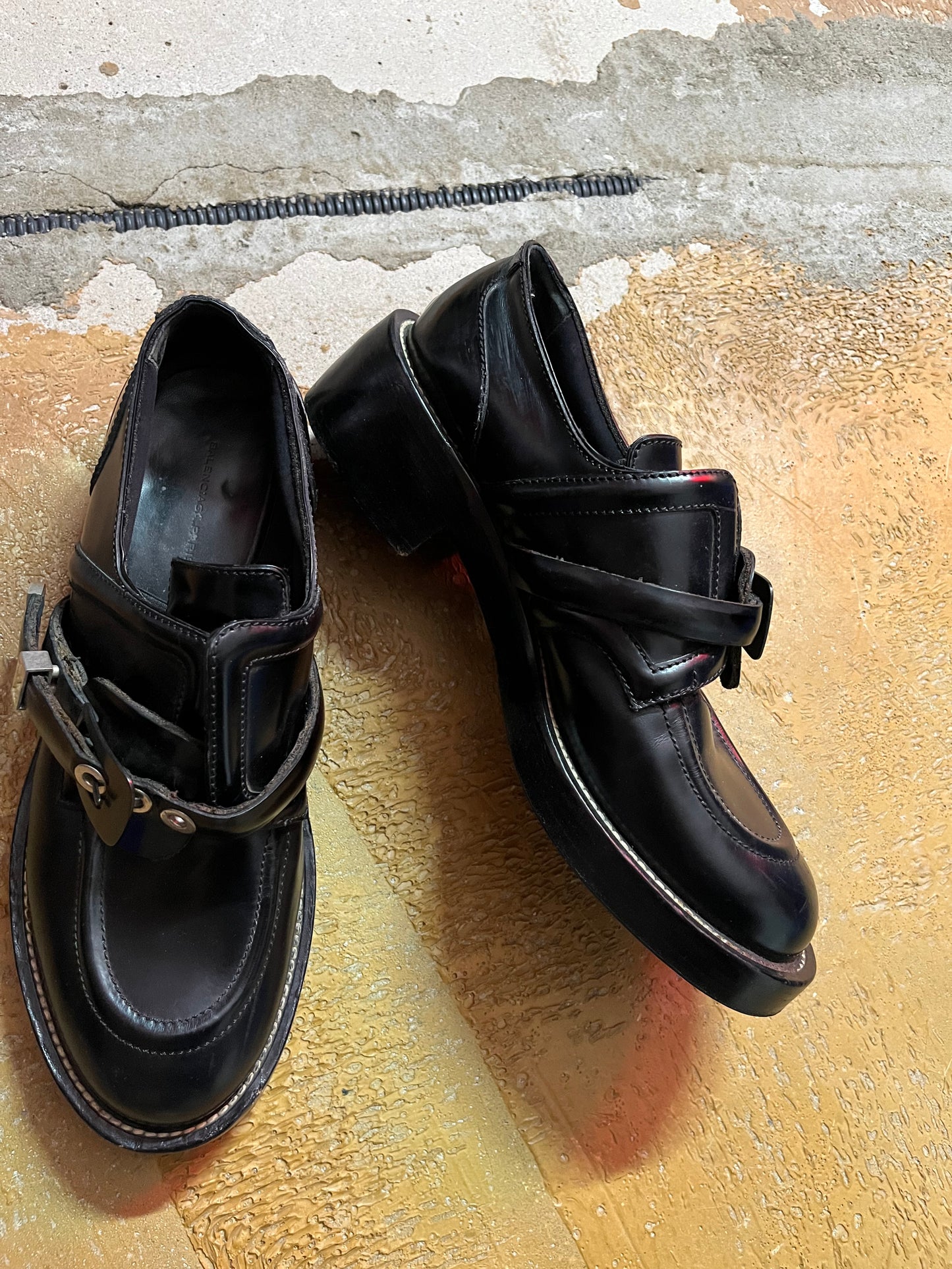 Balenciaga black belt leather boots - 42