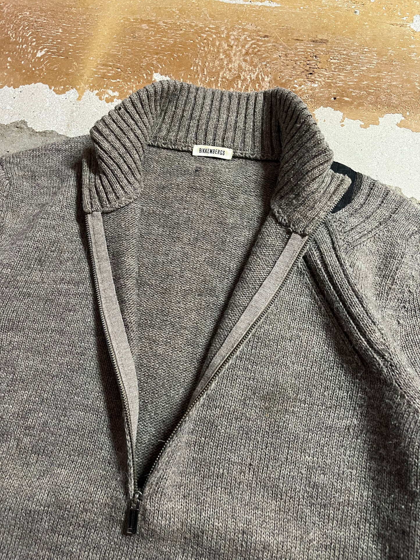 Dirk Bikkembergs vintage alpaca wool knit zip-up sweater - L