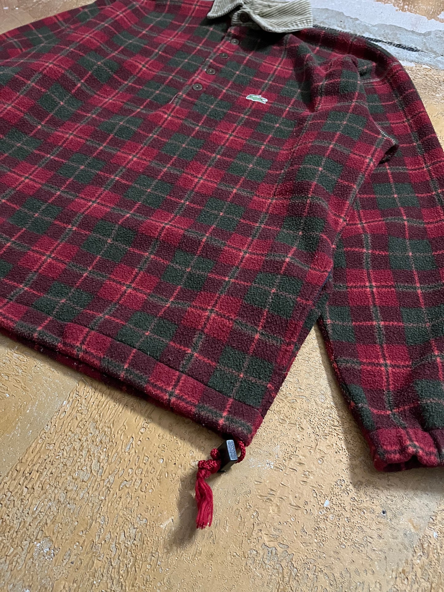 Lacoste vintage rare fleece polo longsleeve - L