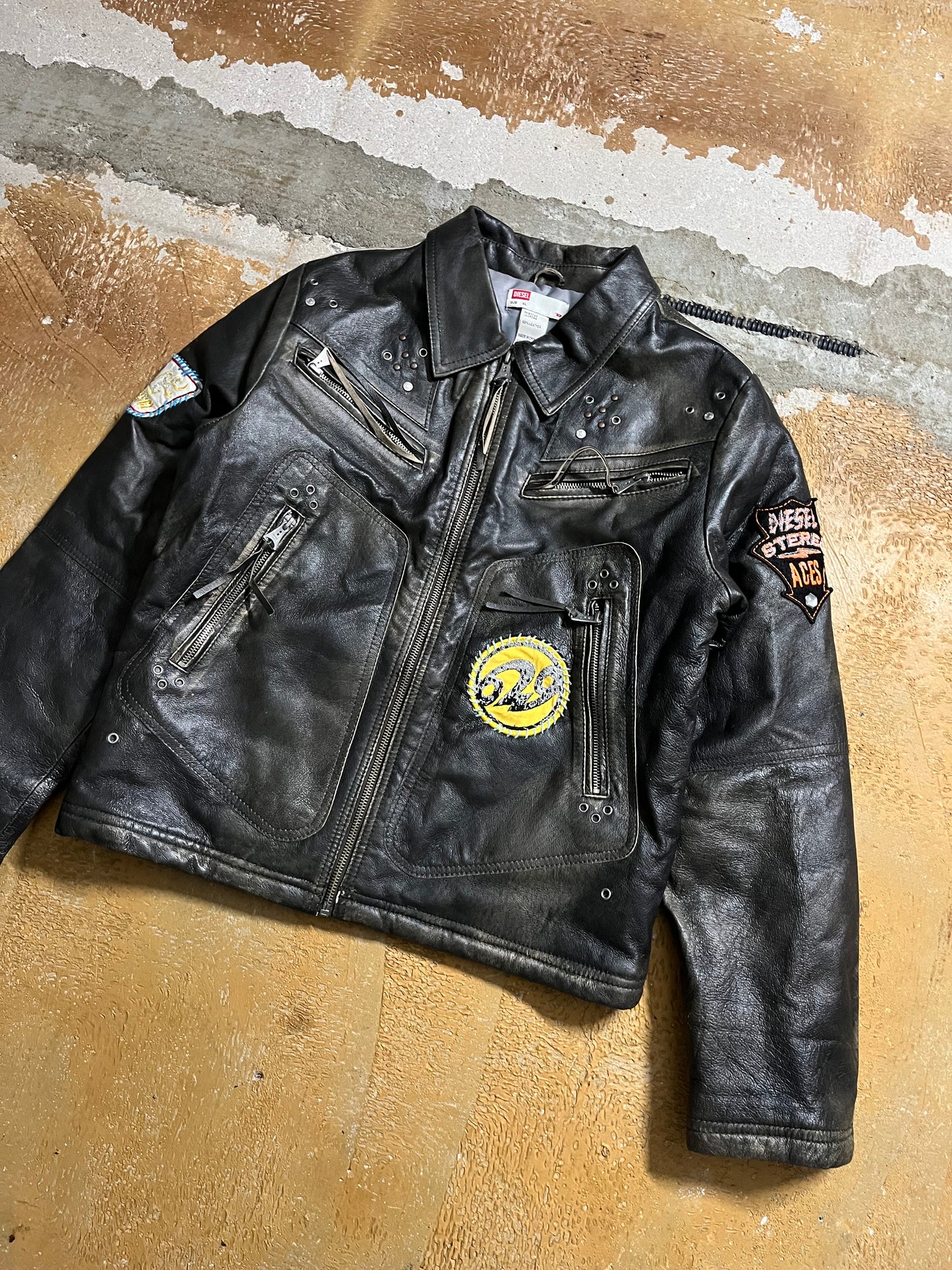 Diesel vintage leather motor jacket - S