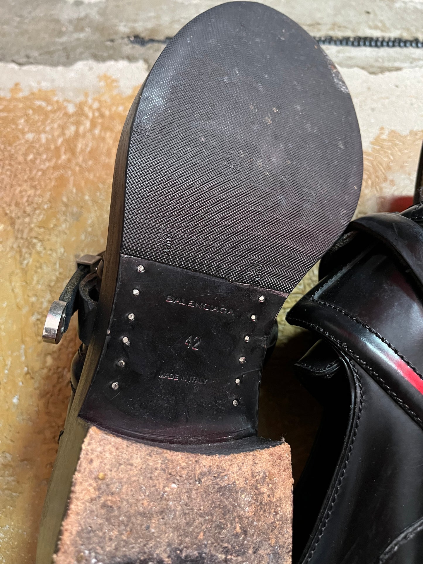 Balenciaga black belt leather boots - 42