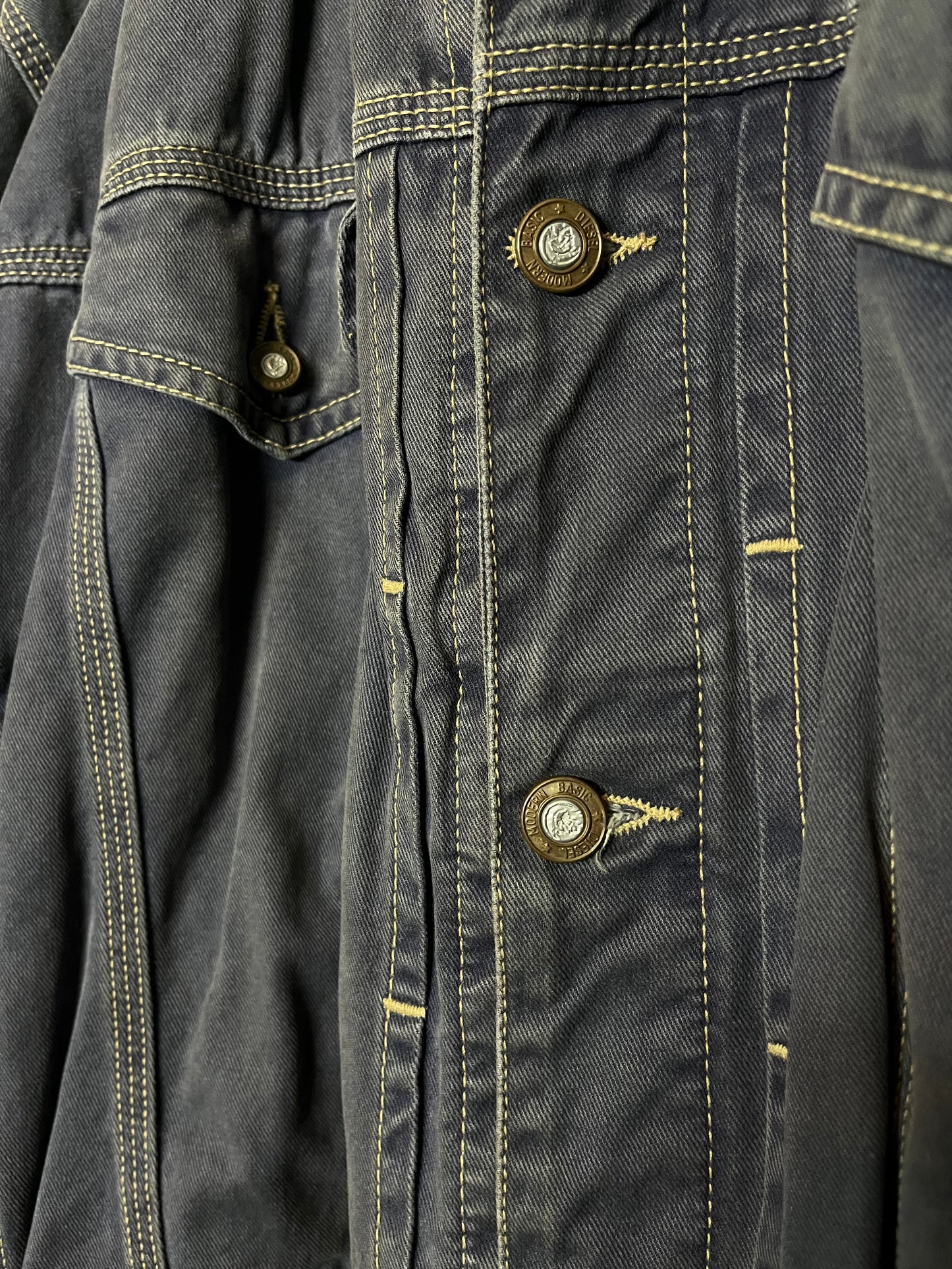 Diesel 2000s denim jacket w/ leather details - XL