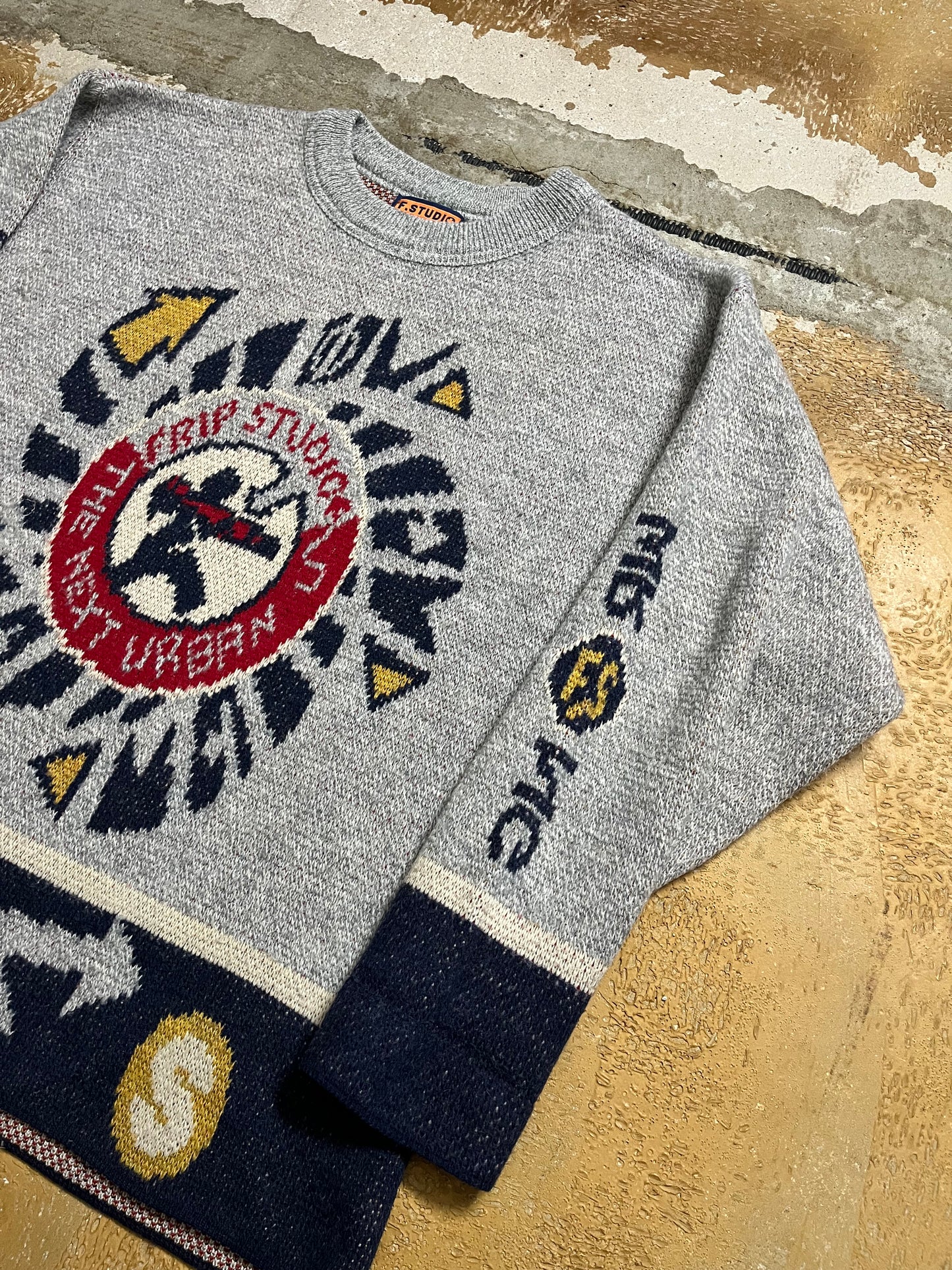 Vintage ski sweater heavy knit - XL