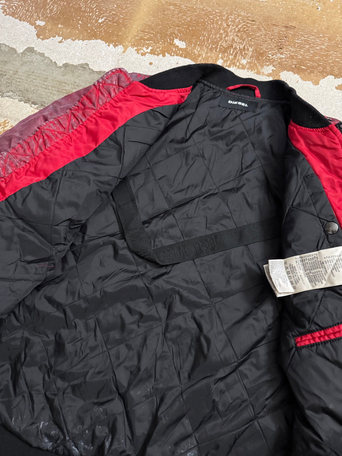 Diesel vintage red waxed bomber jacket - M