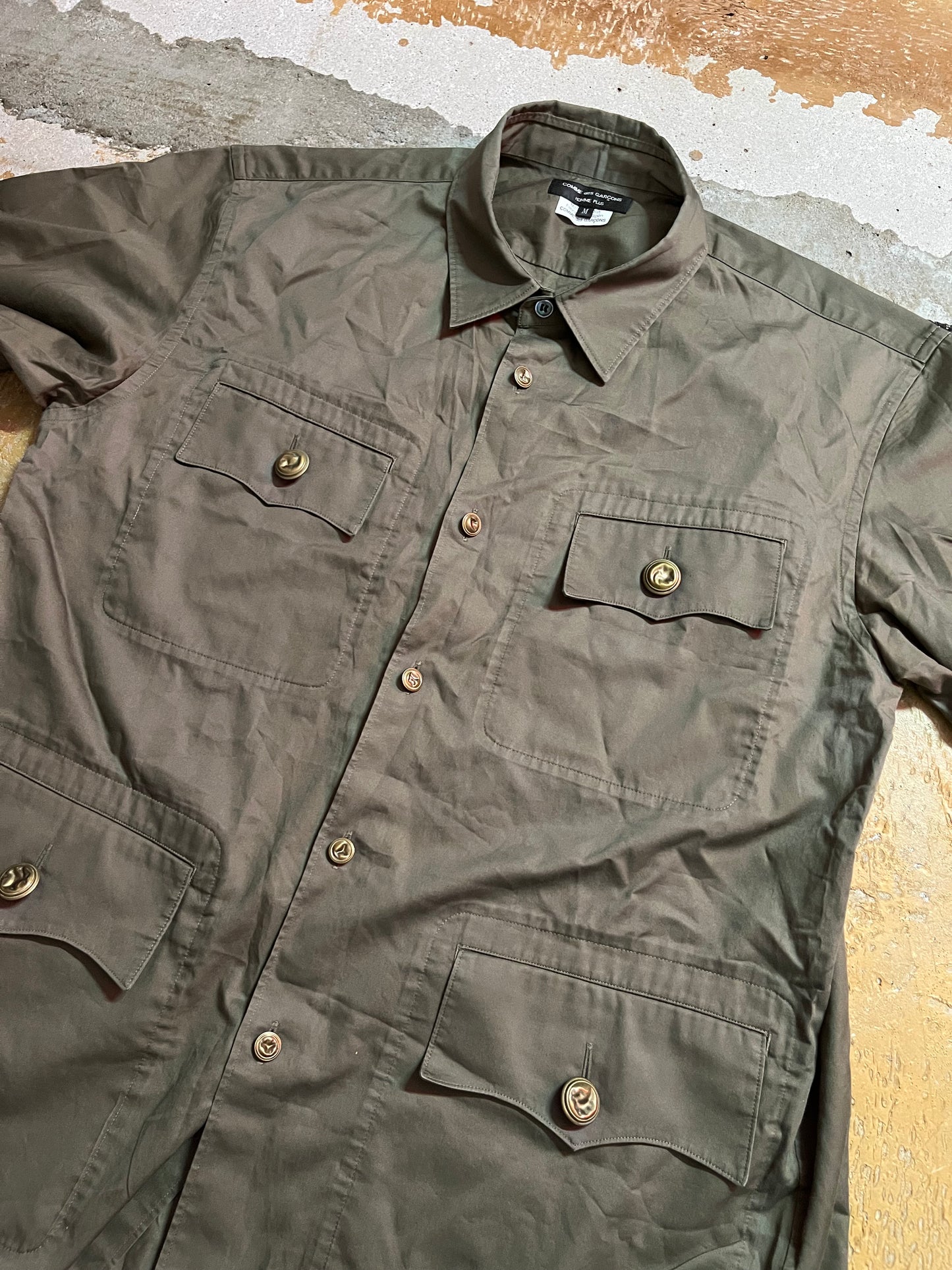 Comme des Garcons military khaki green polo shirt - M