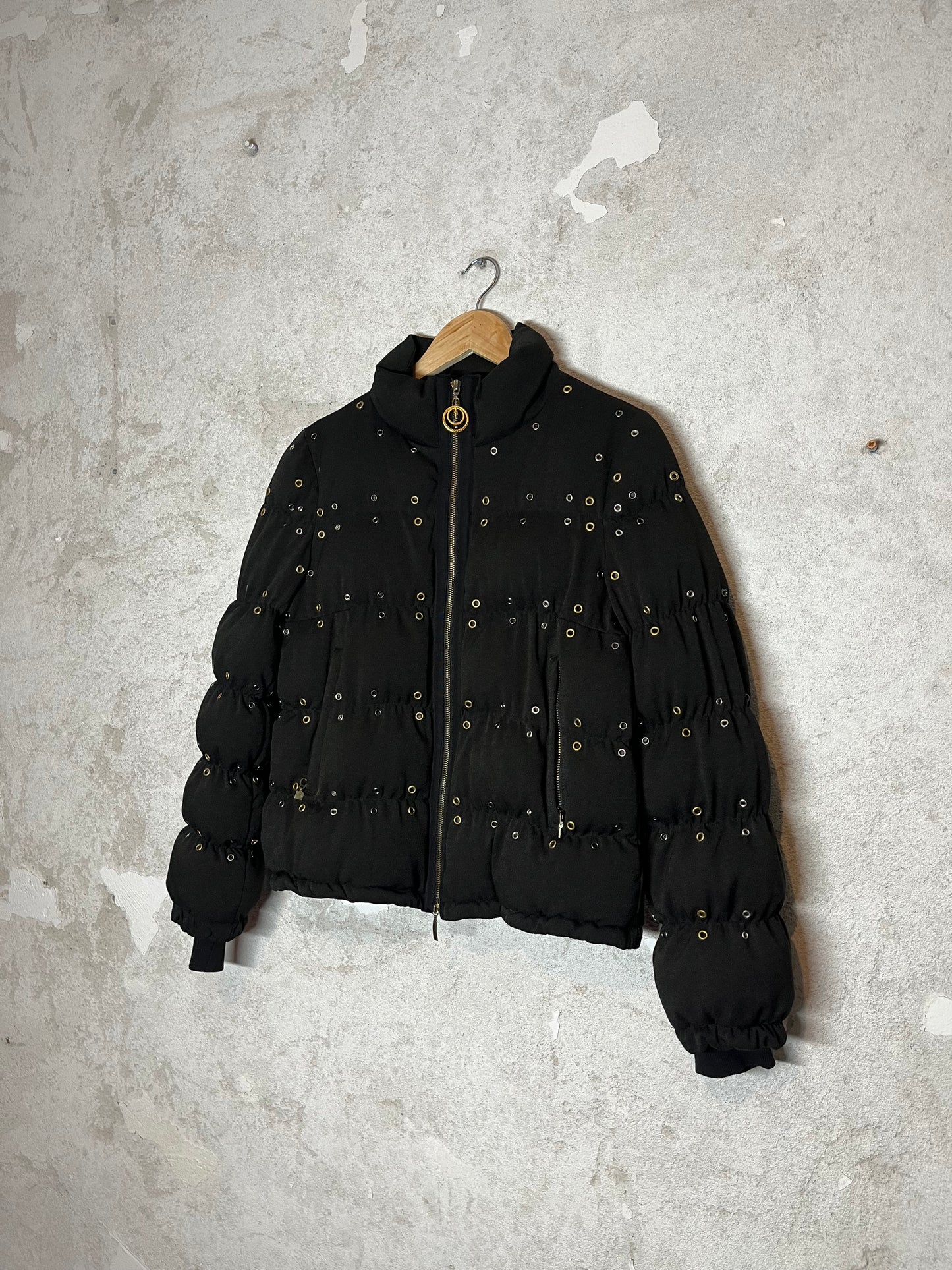 Roberto Cavalli puffer metal rings designer archive jacket