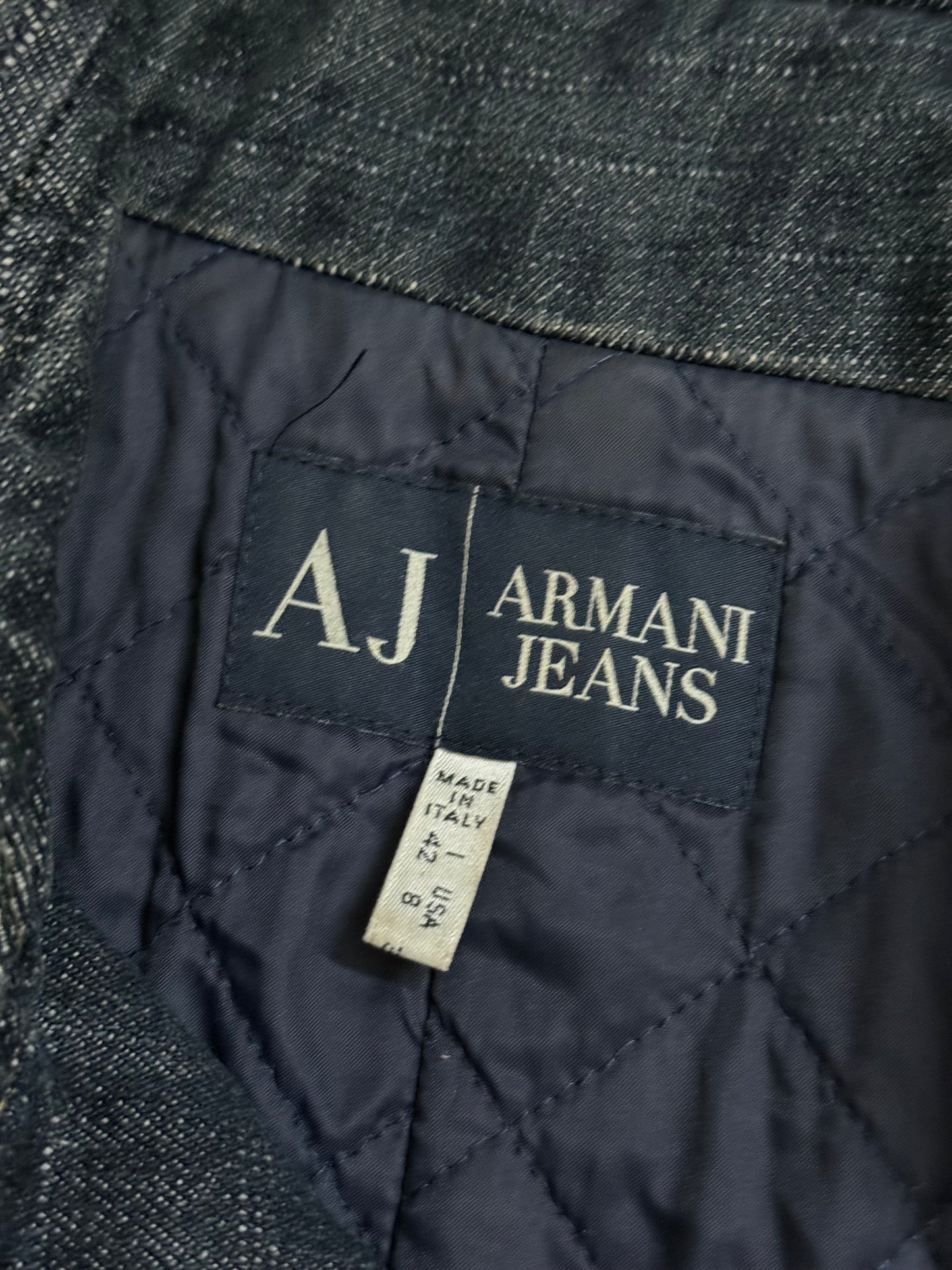 Armani Jeans Indigo denim hemp trenchcoat quilted jacket - L