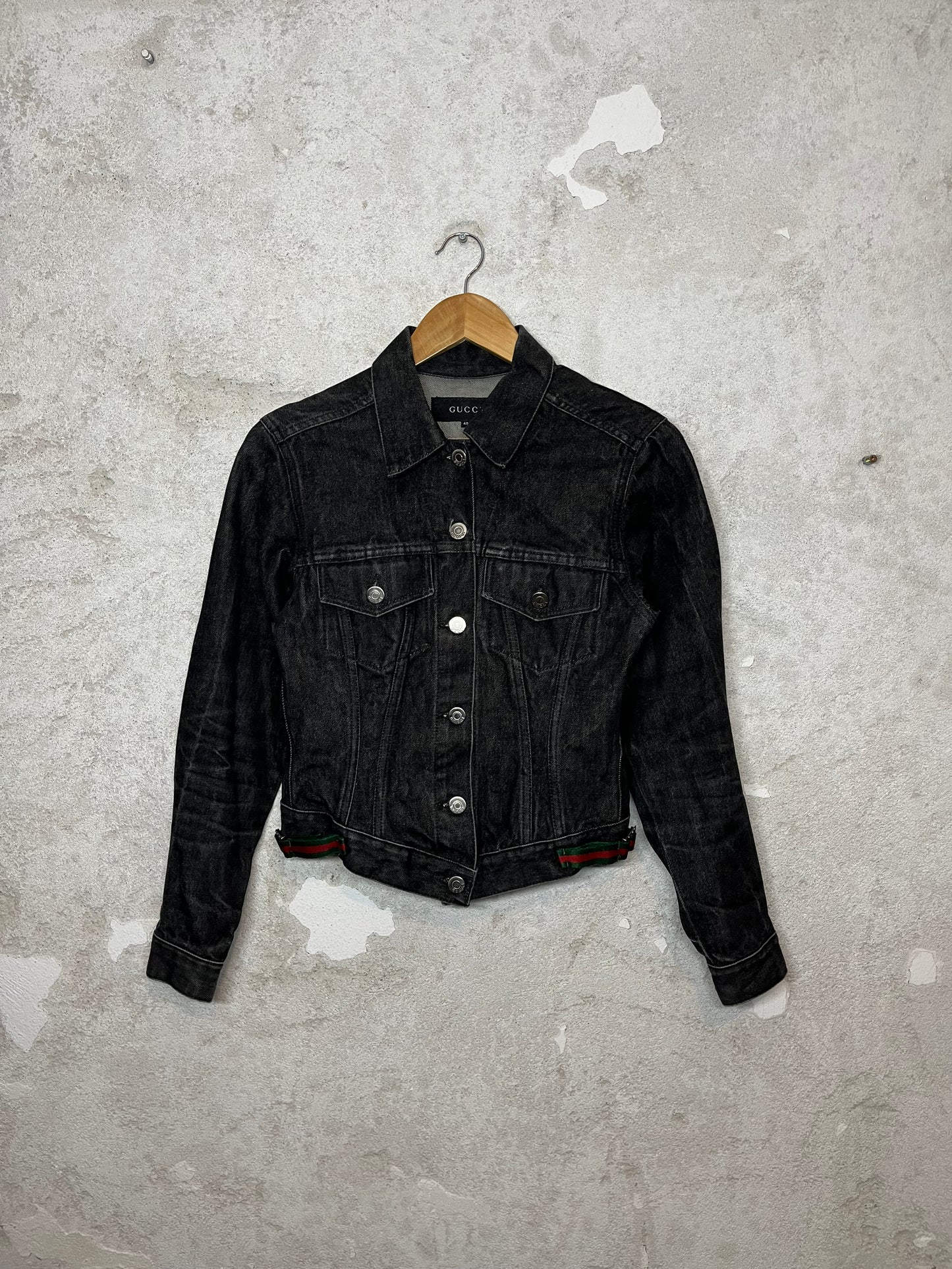 Gucci by Tom Ford red/green buckle 1998 denim jacket - M