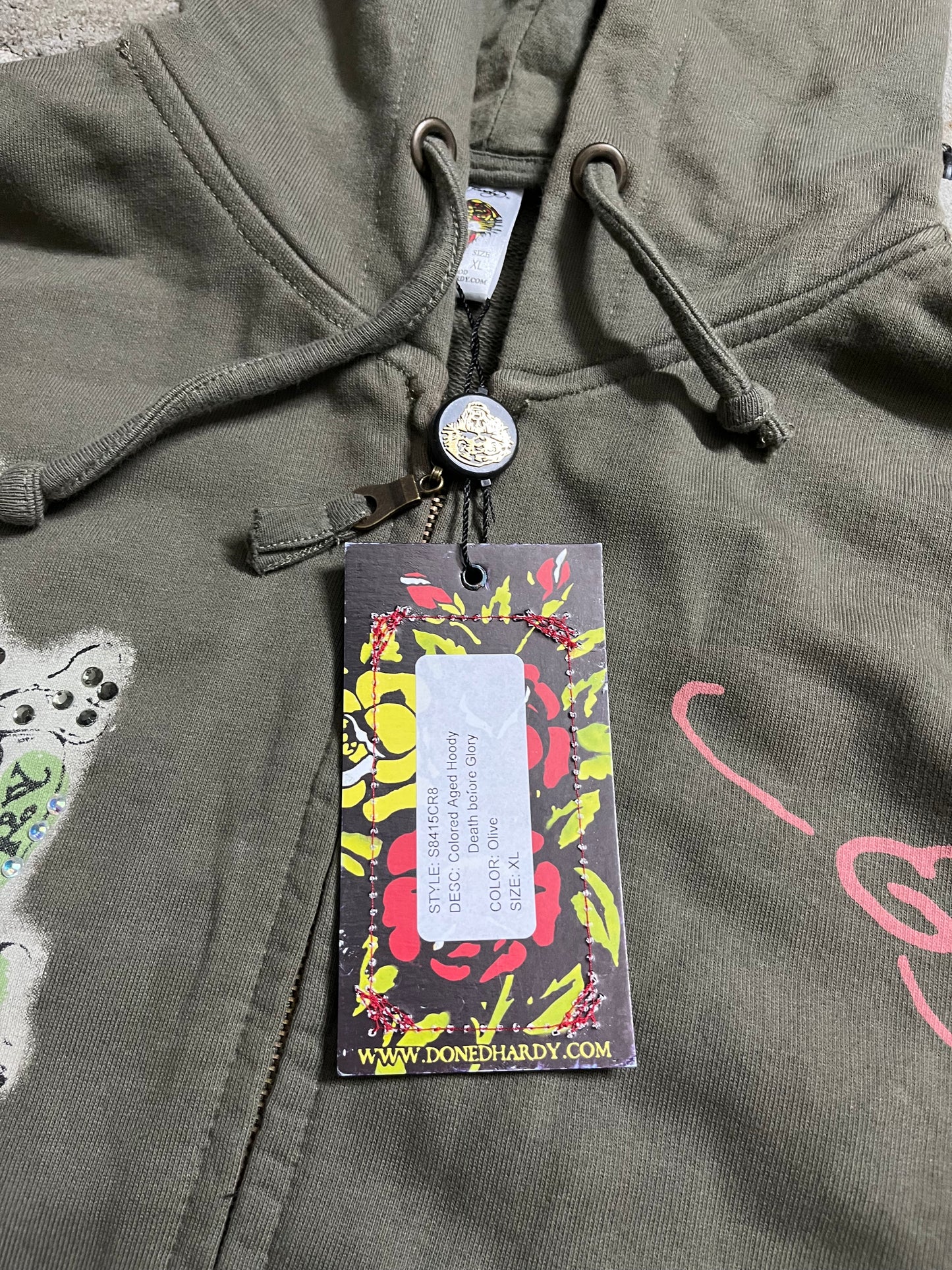 Ed Hardy green zip-up hoodie - XL