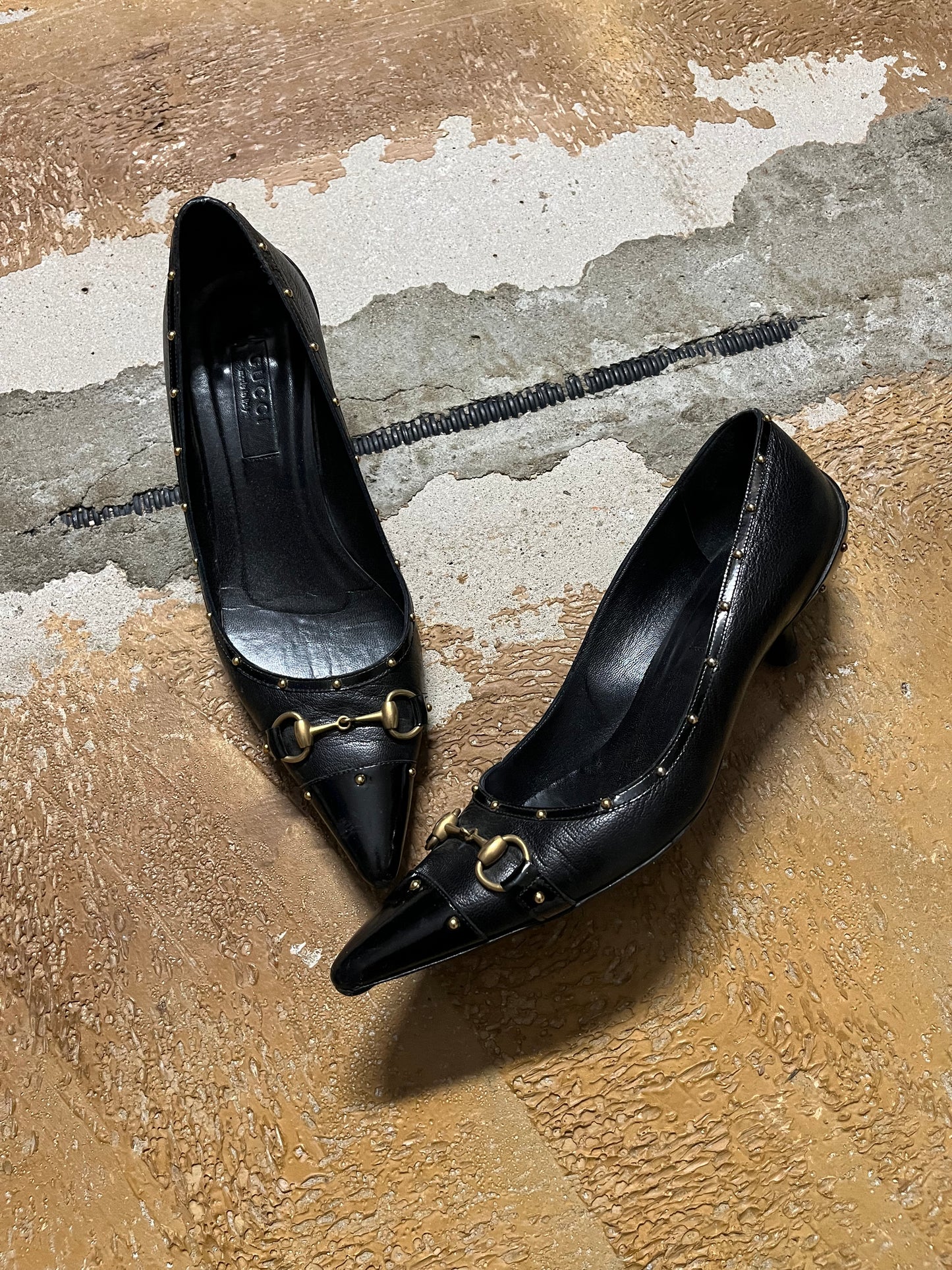 Gucci leather horsebit kitten heels - 36.5