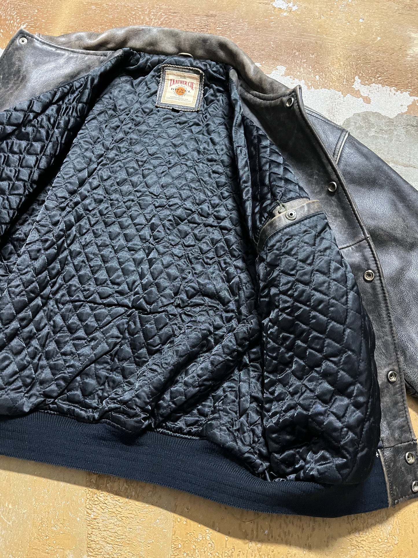 Diesel leather embroidered jacket - M