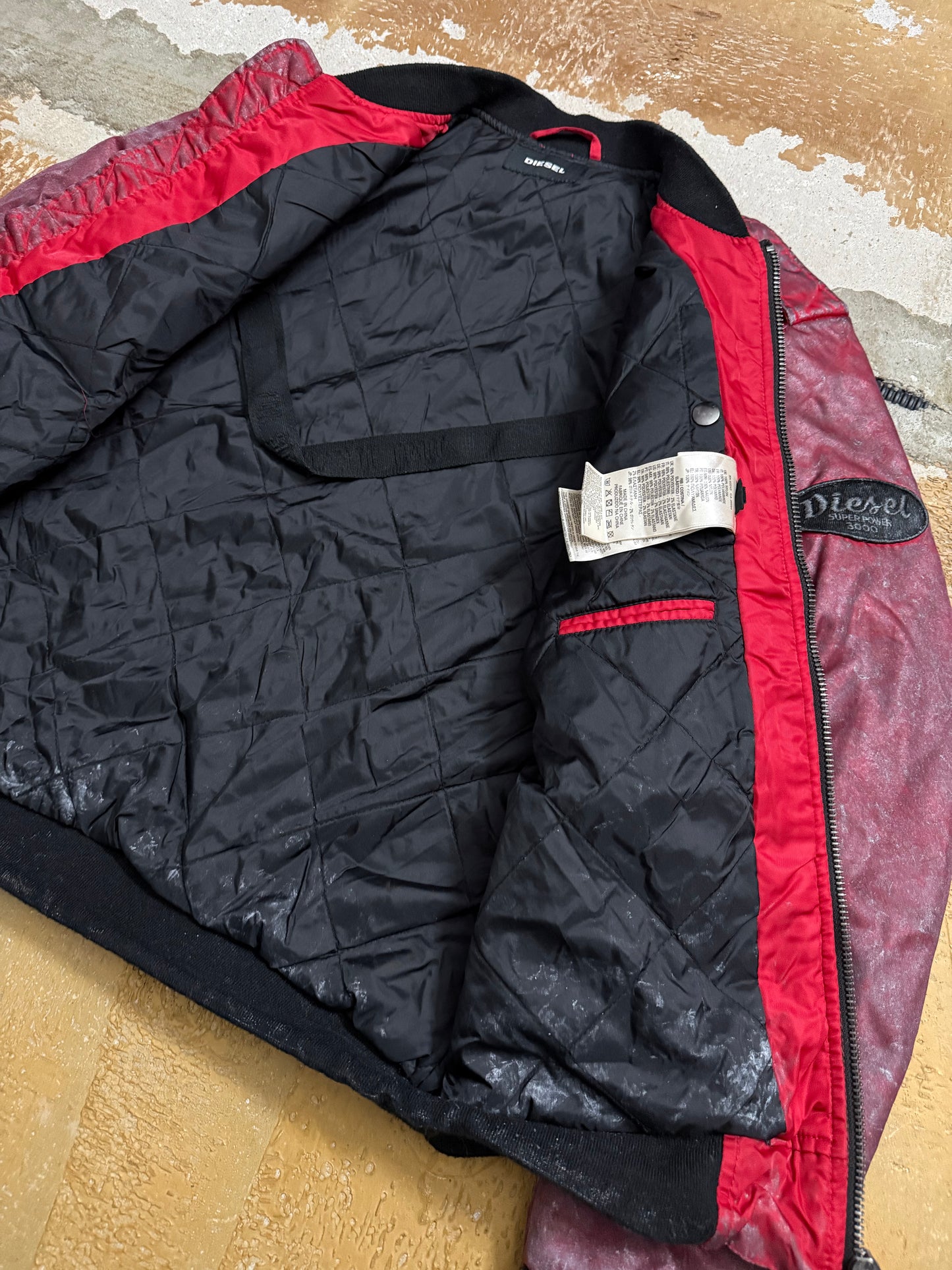 Diesel vintage red waxed bomber jacket - M