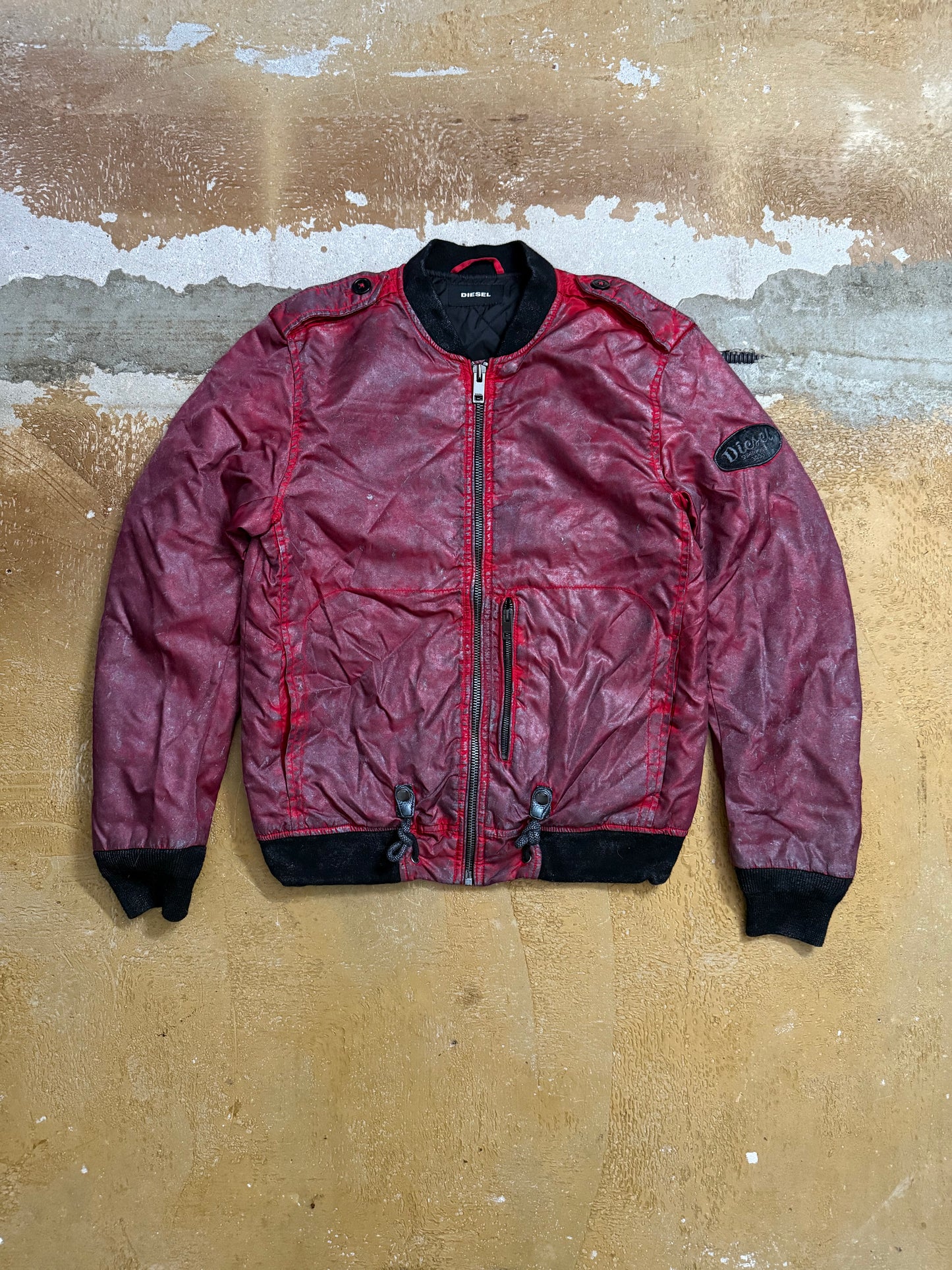 Diesel vintage red waxed bomber jacket - M