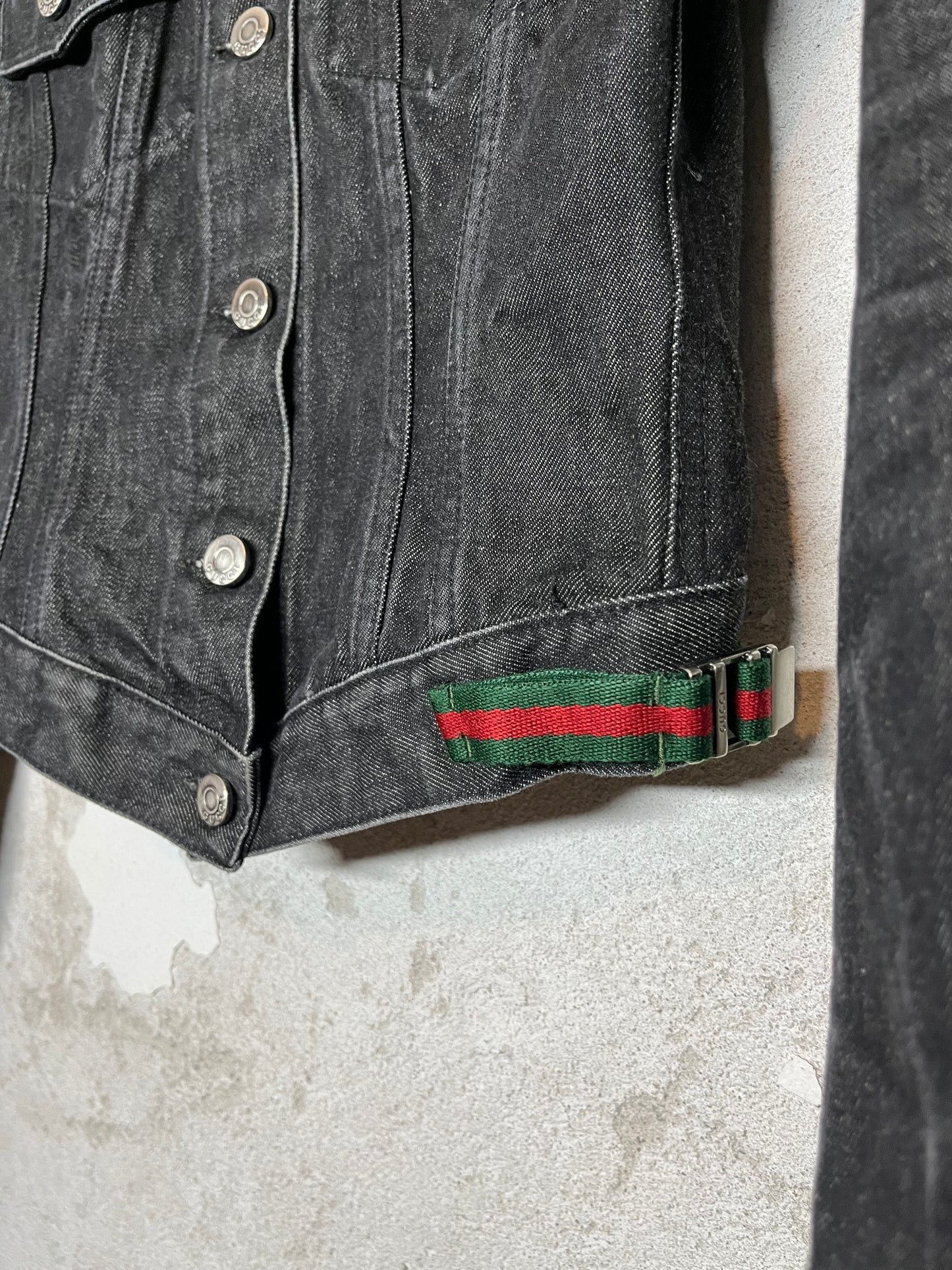 Gucci by Tom Ford red/green buckle 1998 denim jacket - M