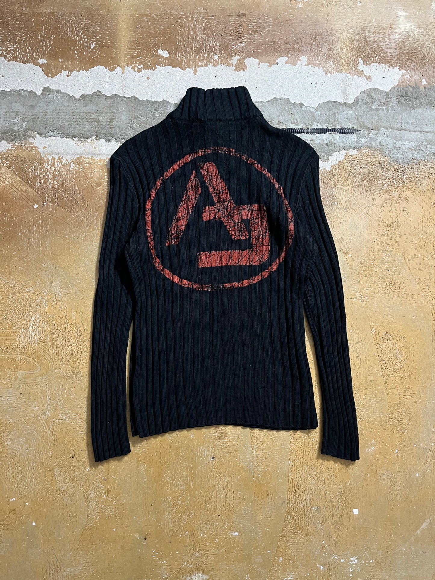 Armani Jeans printed knit rib sweater - M