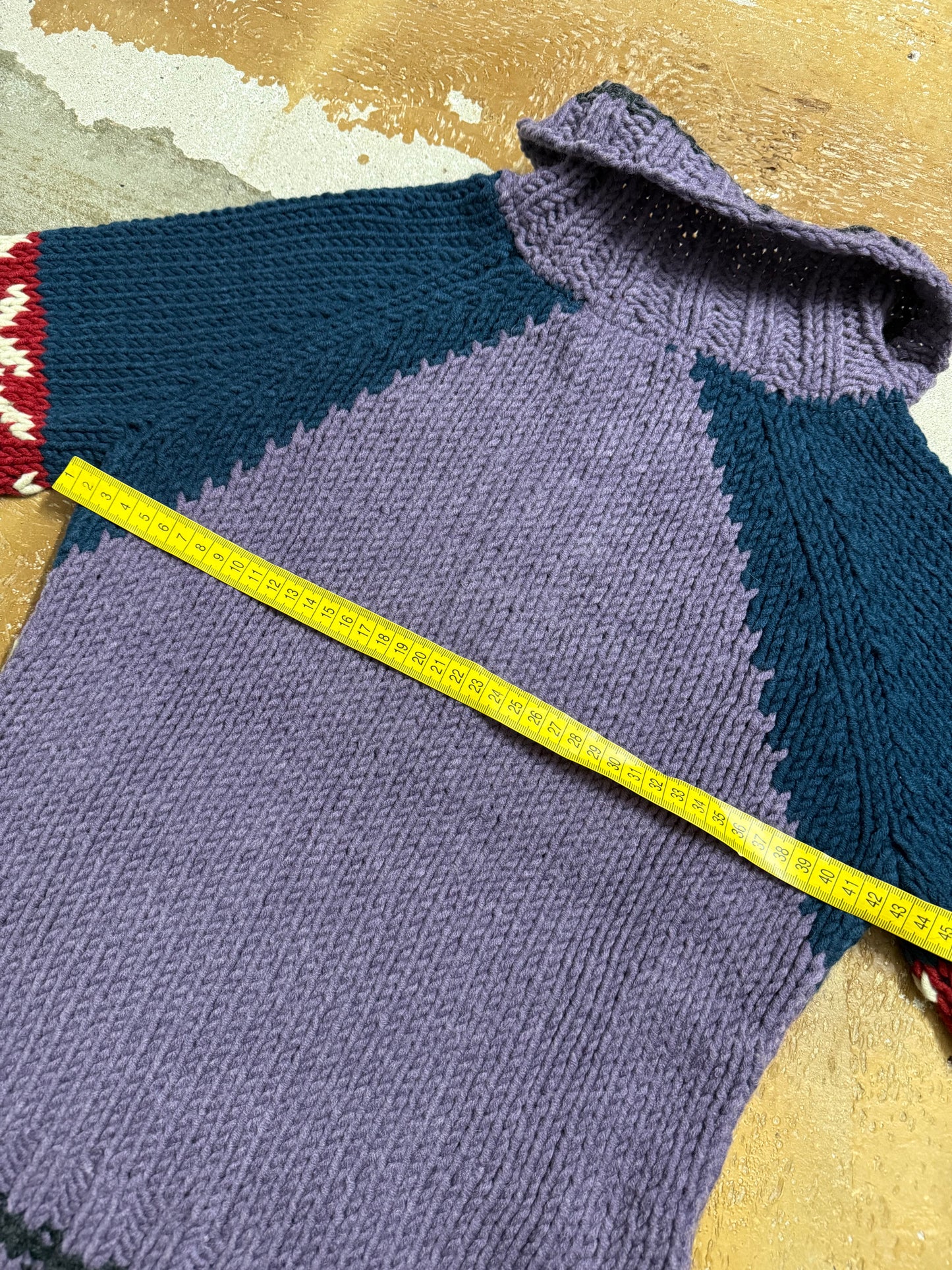 Guru hand made knit wool blend zipup - S