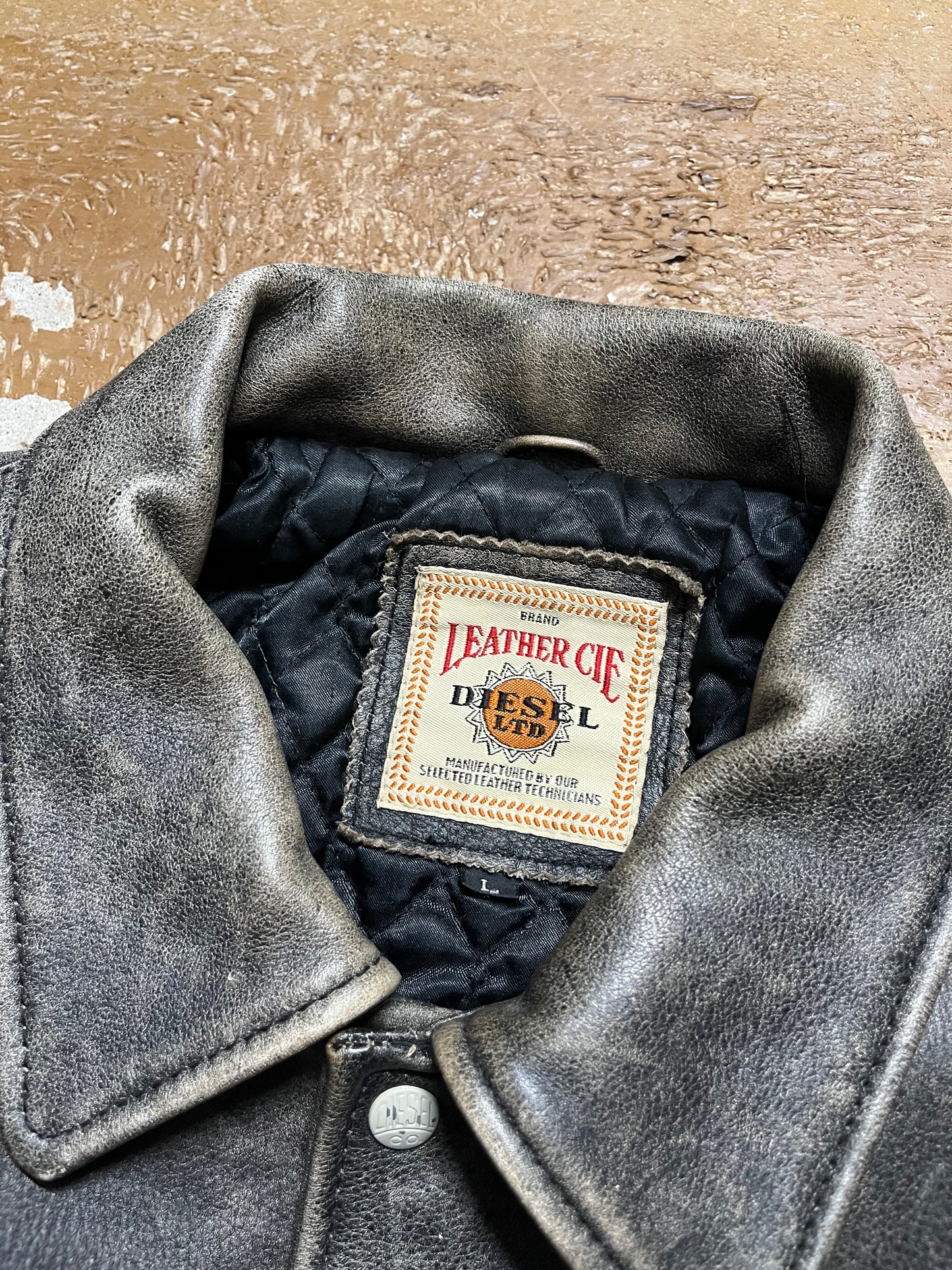 Diesel leather embroidered jacket - M