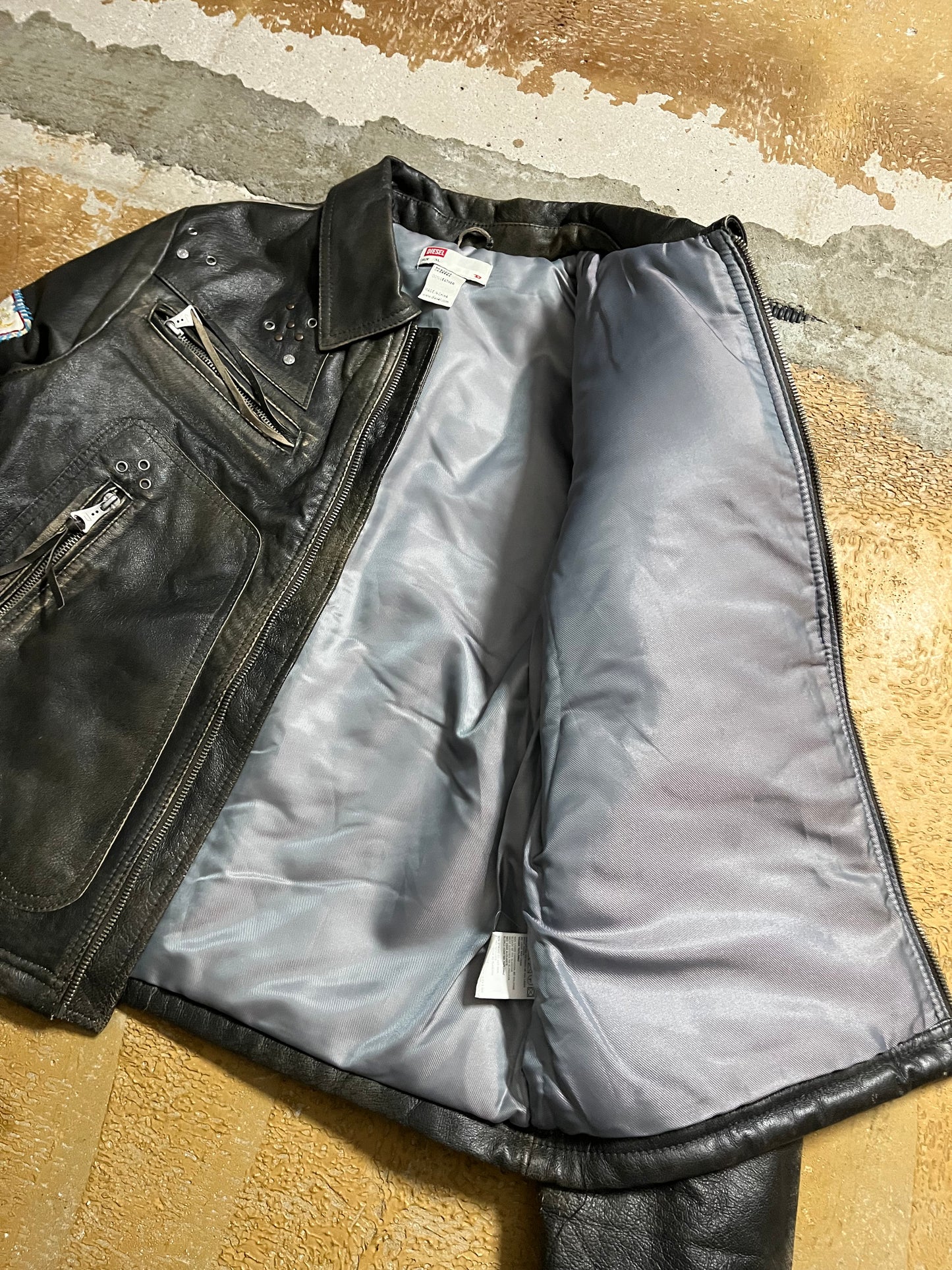 Diesel vintage leather motor jacket - S