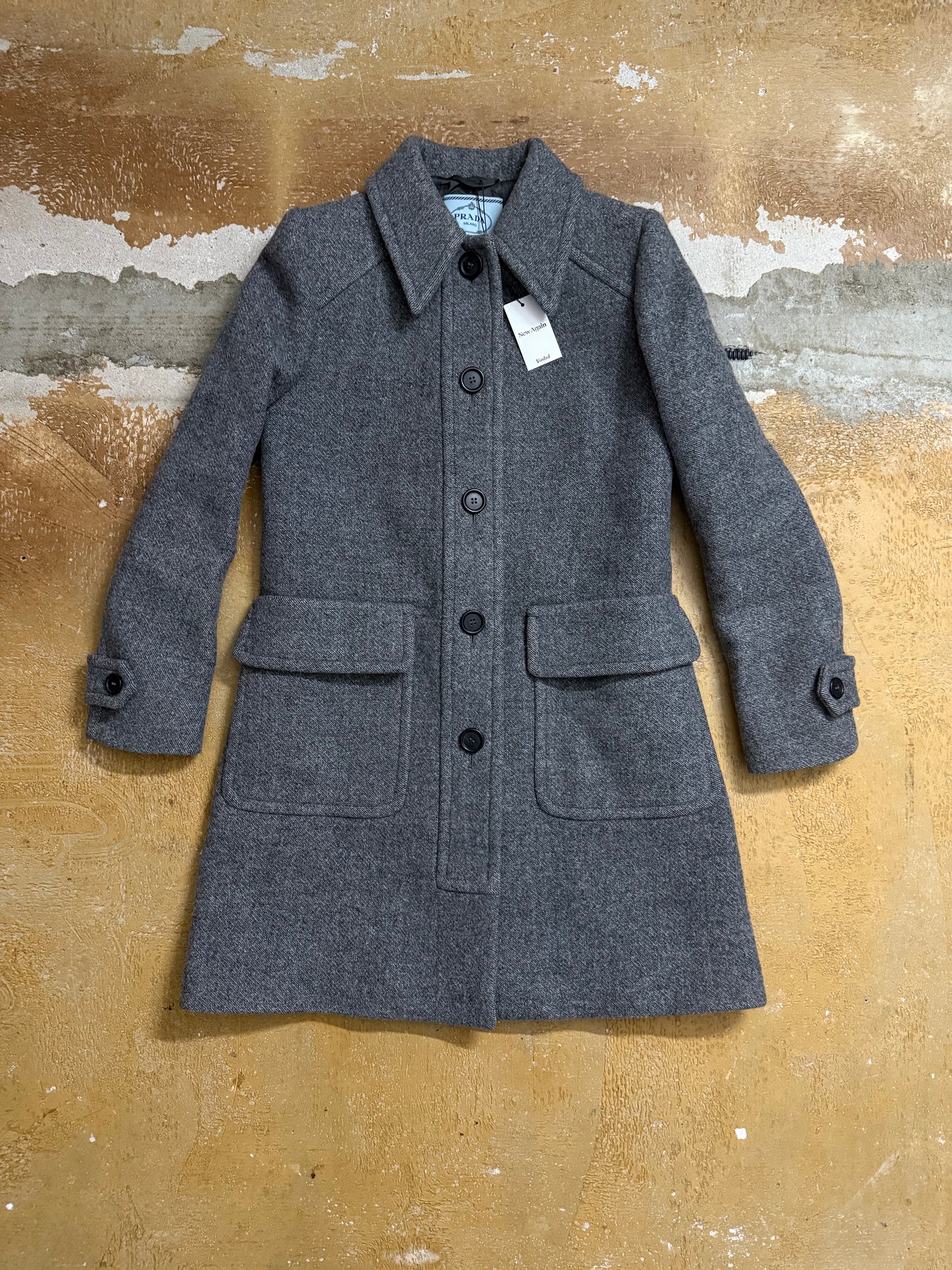 Prada 100% Wool trenchcoat designer jacket - M