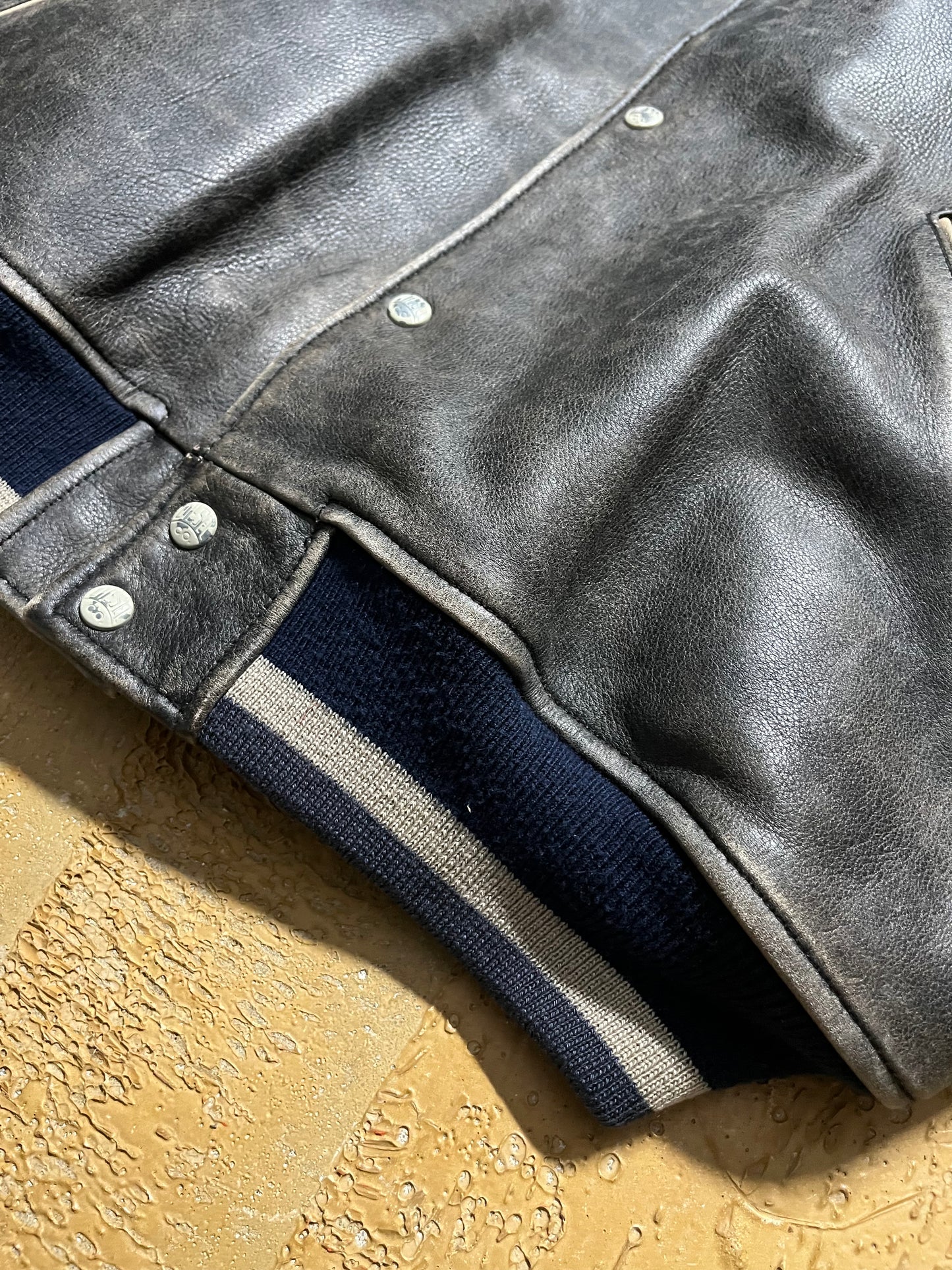 Diesel leather embroidered jacket - M