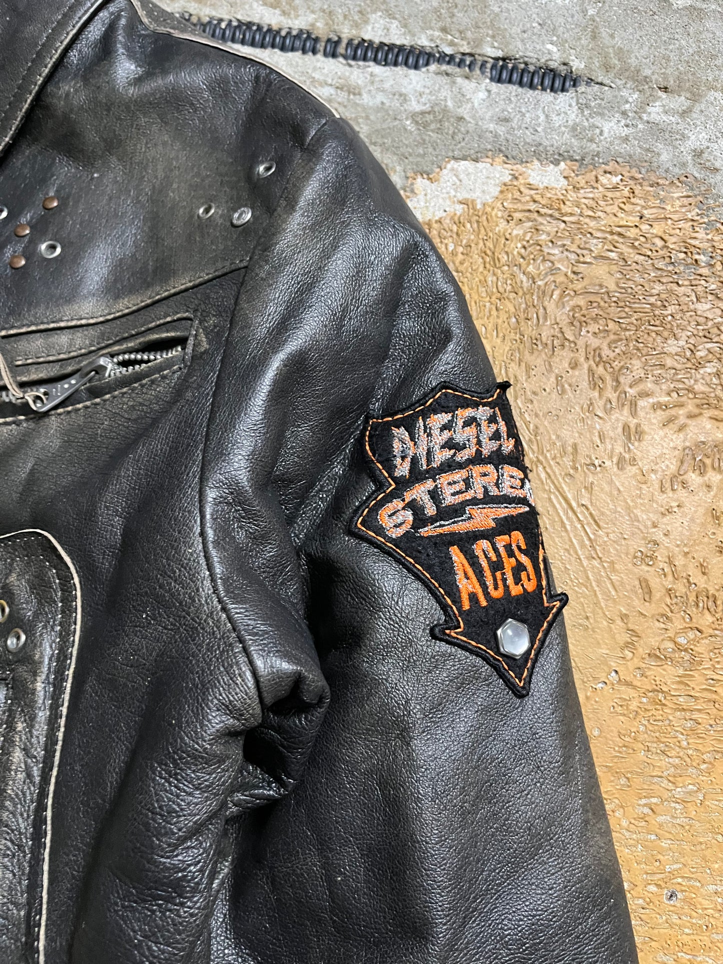 Diesel vintage leather motor jacket - S