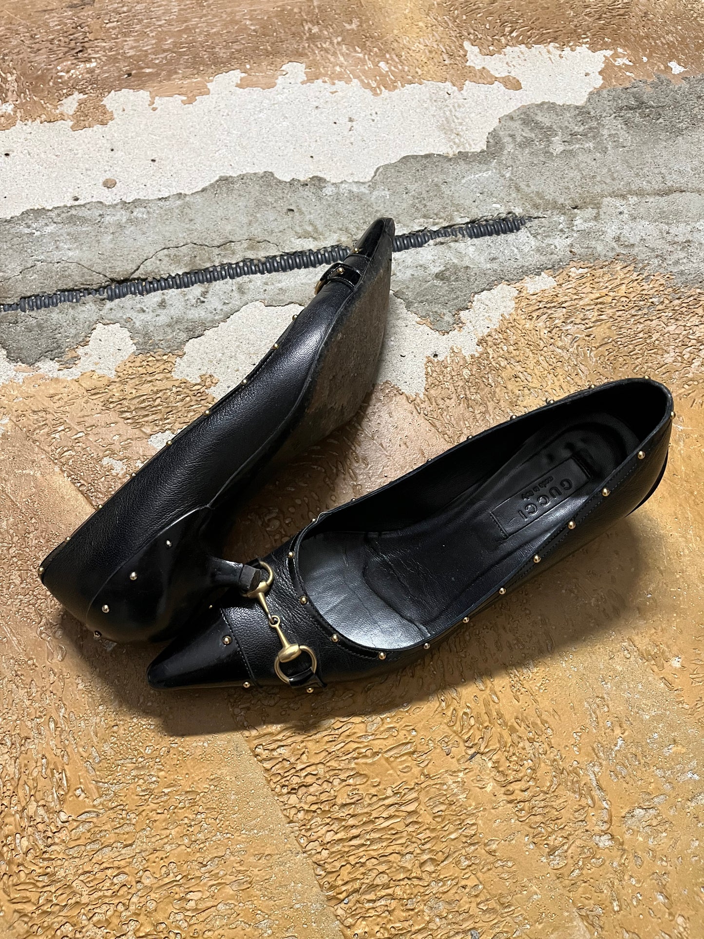 Gucci leather horsebit kitten heels - 36.5