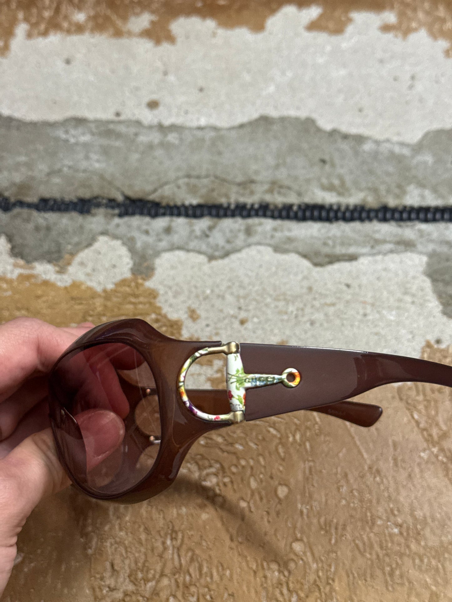 Gucci floral vintage brown sunglasses