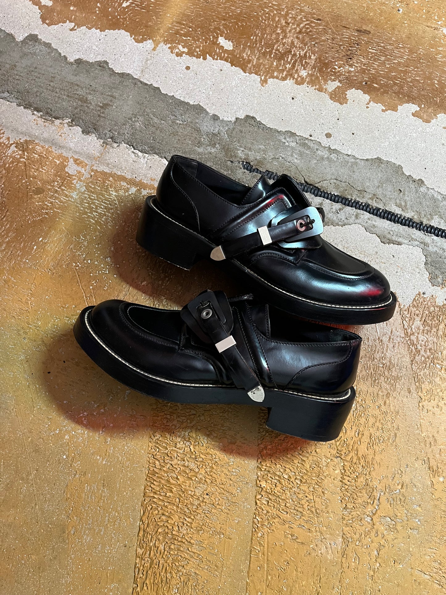 Balenciaga black belt leather boots - 42