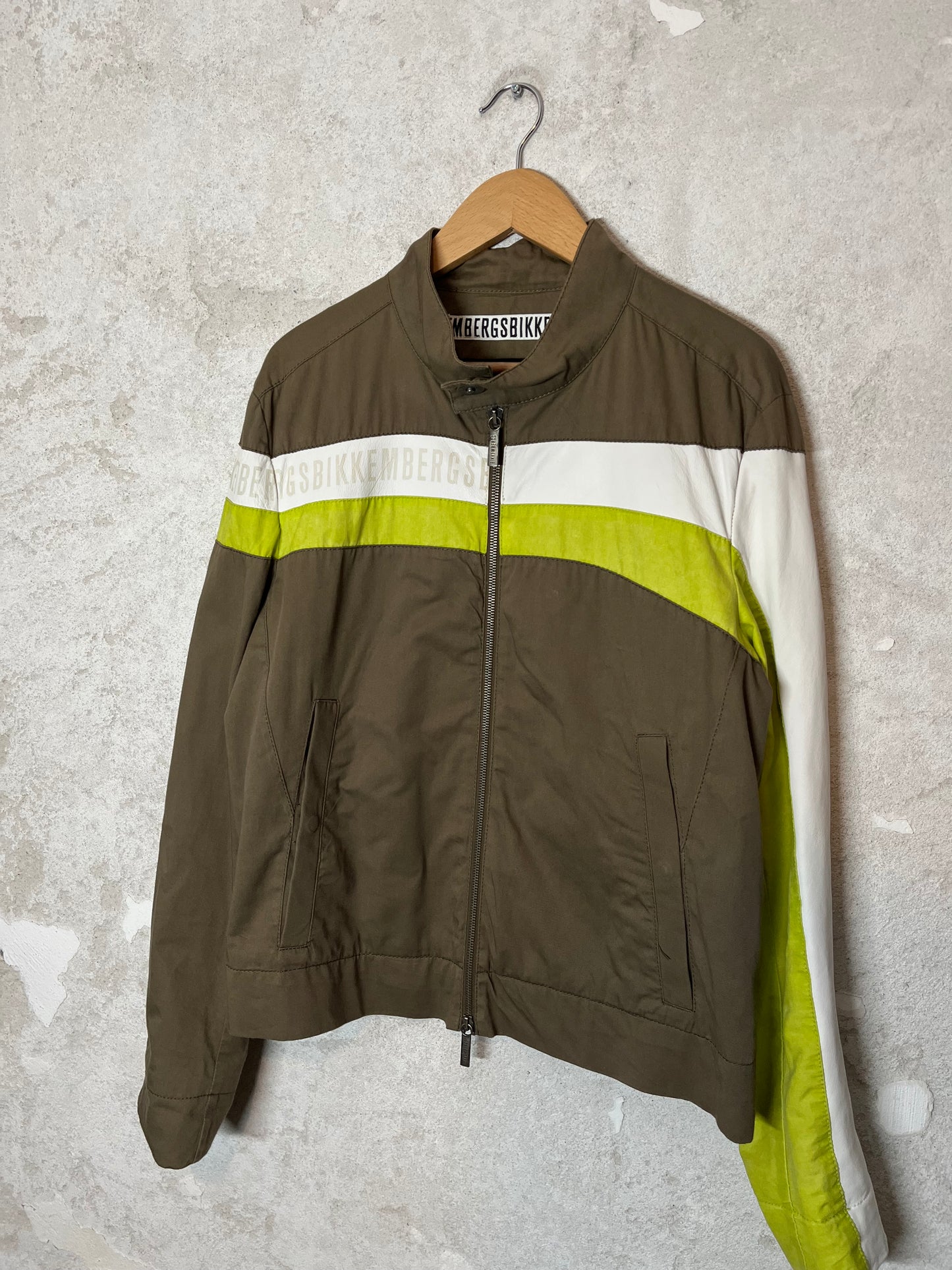 Dirk Bikkembergs leather and canvas jacket - M
