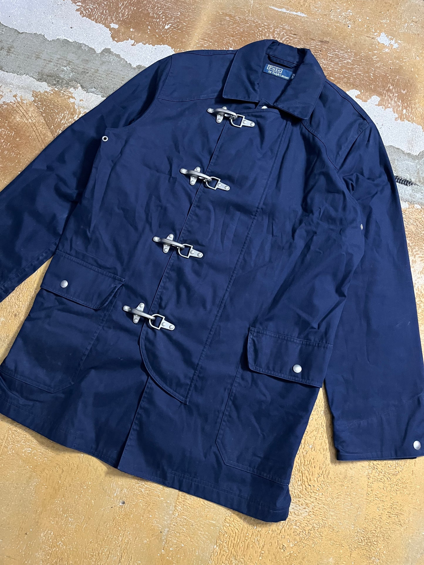Ralph Lauren cotton metal fireman clasp trench coat - S