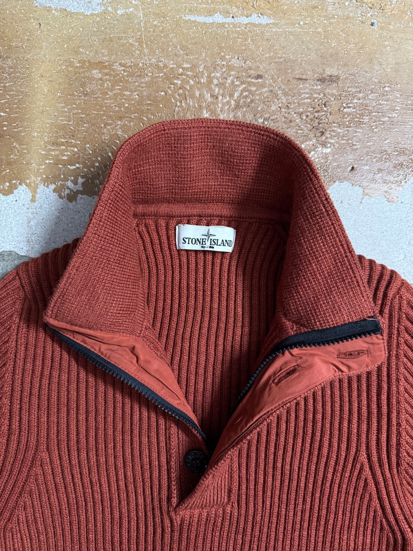Stone Island orange knit sweatshirt - S